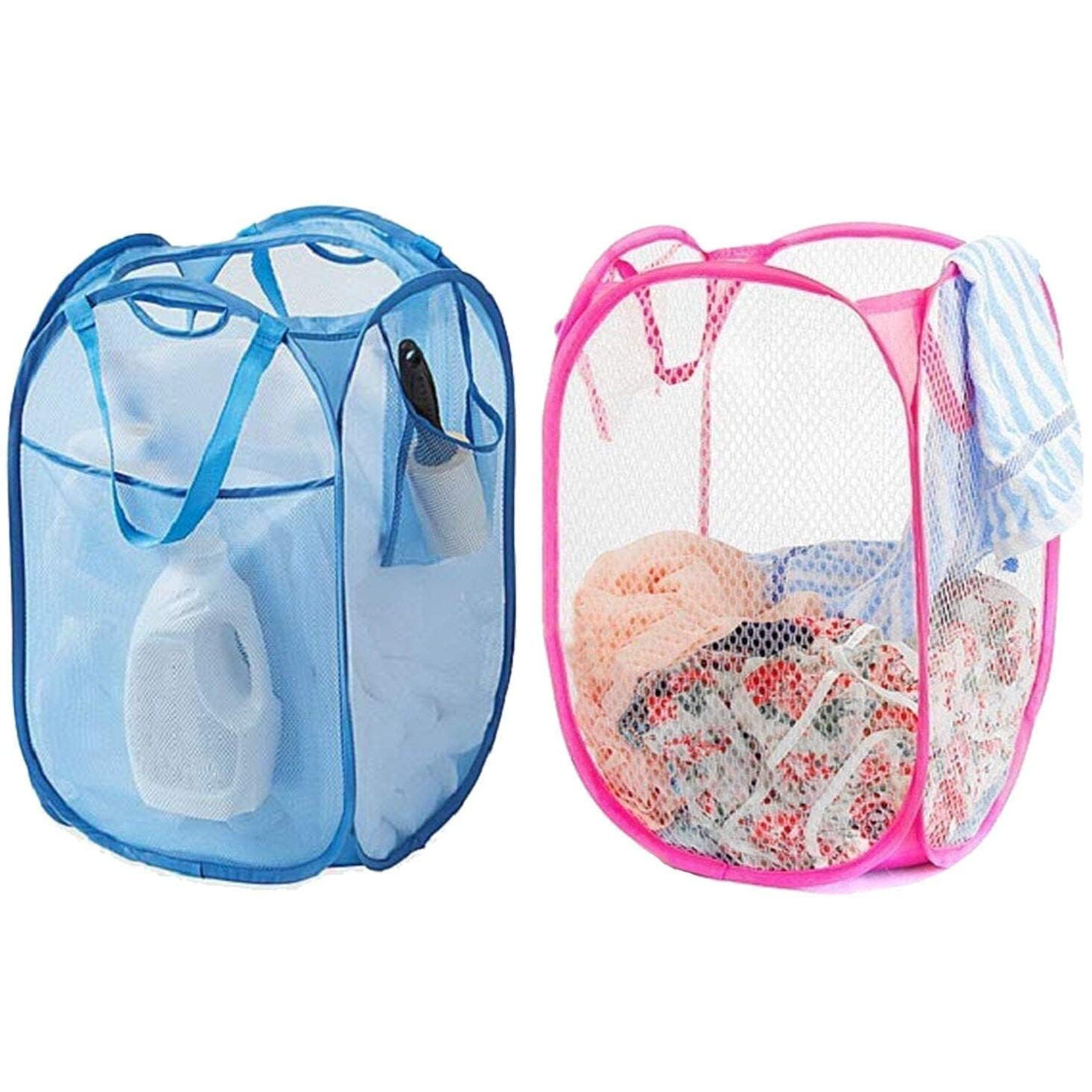 Perpetual Net Laundry Bag Foldable and Collapsible with Easy to Carry Handle- for Home, Dorms, Hostel, Toy Storage (Multicolor) 30 Liter (Pc2)