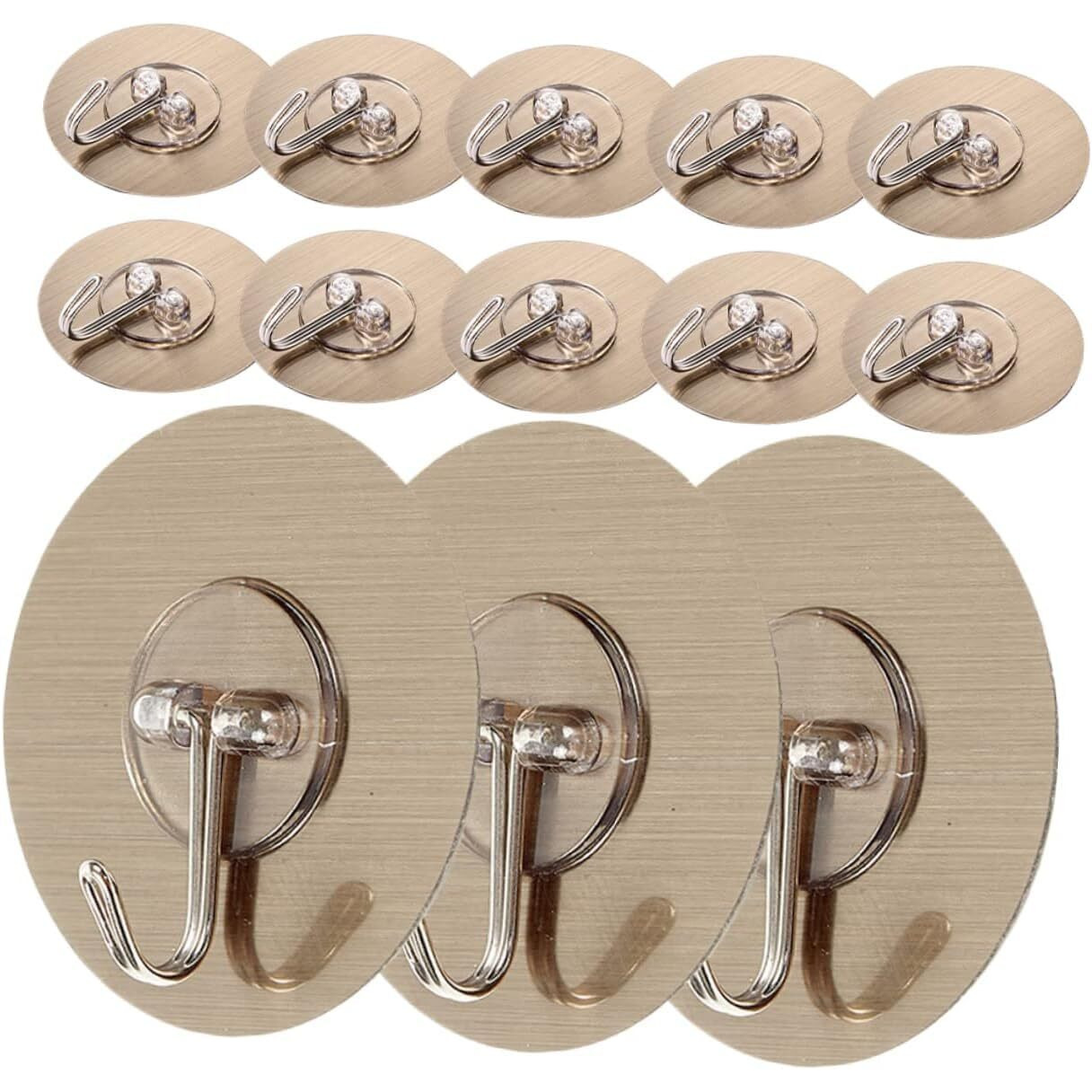 VAVSU Heavy Duty Sticky Hooks for Hanging,Self Adhesive Wall Hooks,Golden Sticky Hooks for Kitchen Bathroom Glass Door- Wall-Mounted Hanger Household Storage Hooks