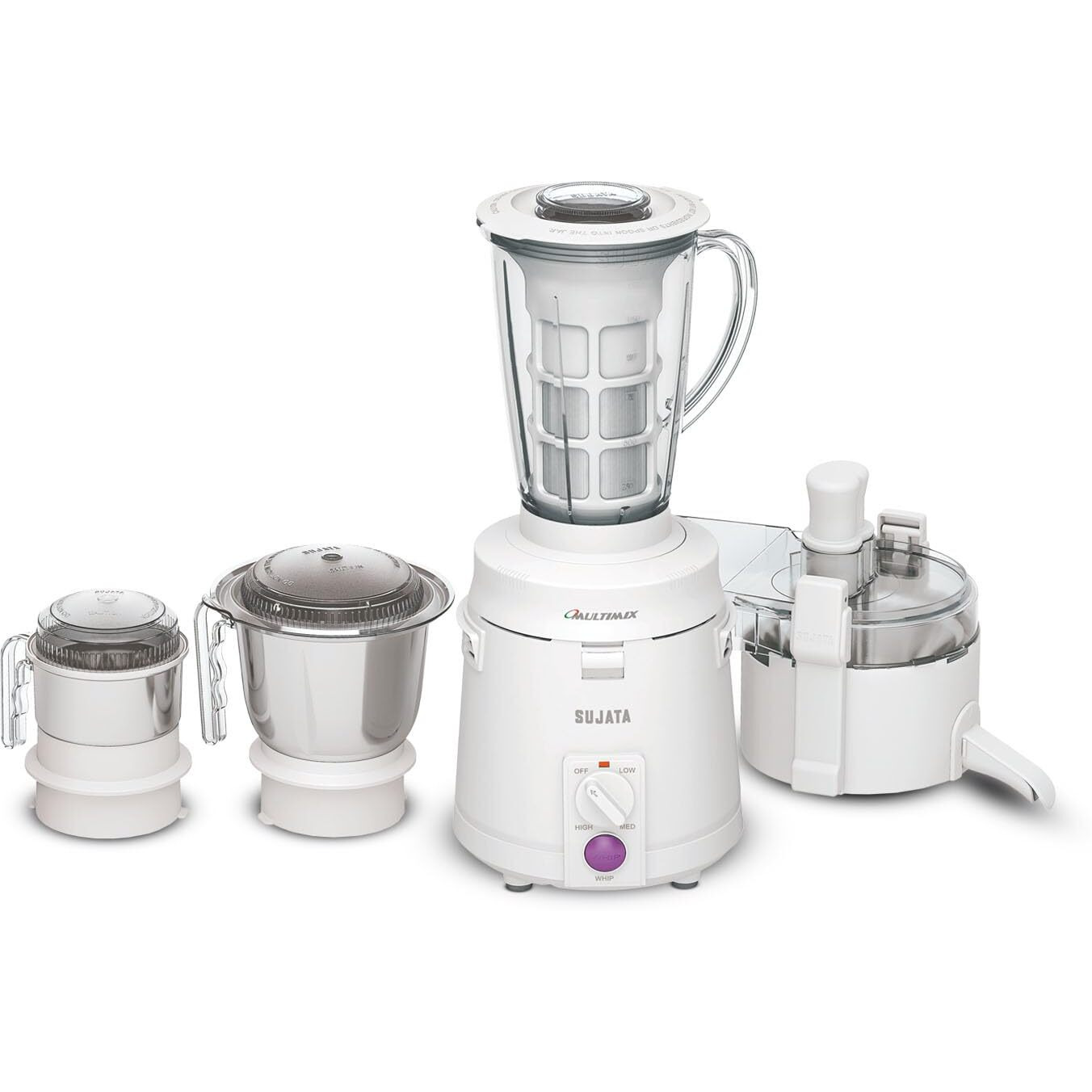 Sujata Multimix 900 Watts Mixer Grinder with Juicer | 22000 Rotations Per Min | 90 Minutes Continuous Running | 3 Versatile Jars 1750 ml, 1000 ml and 400 ml | Coconut milk extractor attachment