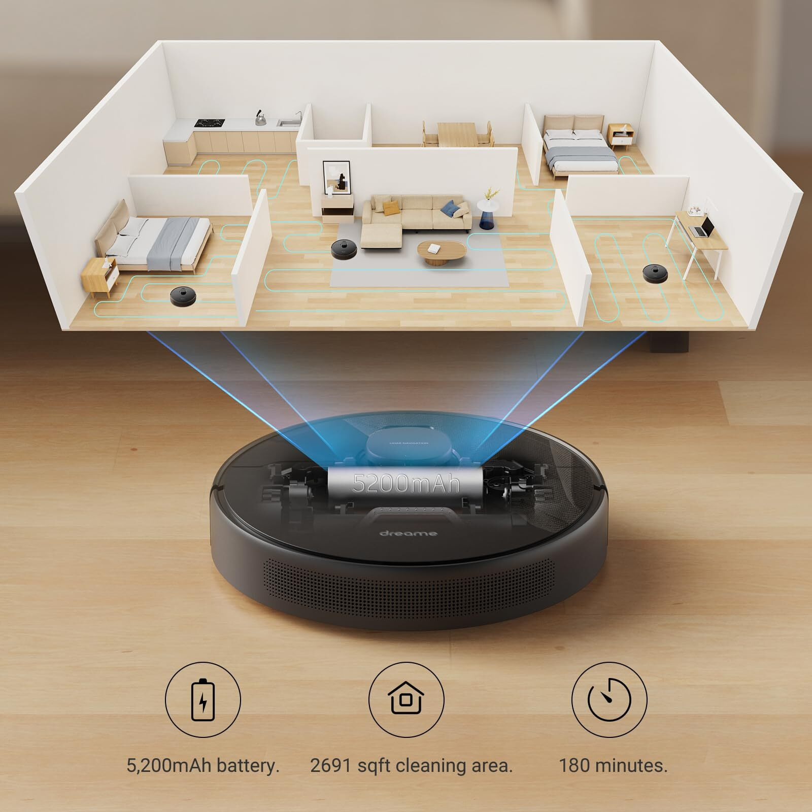 dreame D9 Max Robotic Vacuum Cleaner and Mop, 4000Pa Strong Suction, DreameBot Vacuum Robot Sweep and Mop 2-in-1, Multi-floor Mapping, Lidar Navigation, Alexa/App/WIFI, Ideal for Pet Hair