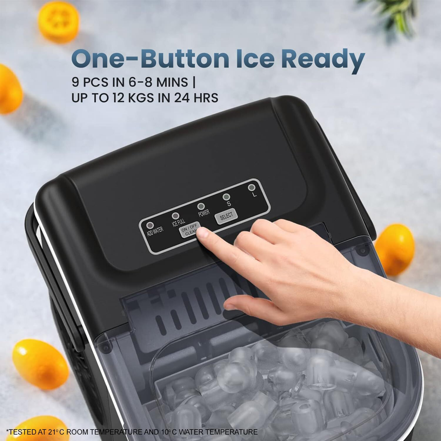 Kilig H01B Countertop Ice Maker Machine | 9 Bullet Ice Cubes in 6 Min| Portable Ice Maker Machine with Self-Cleaning| Kilig Ice Maker for Home/Kitchen/Office/Party -Black