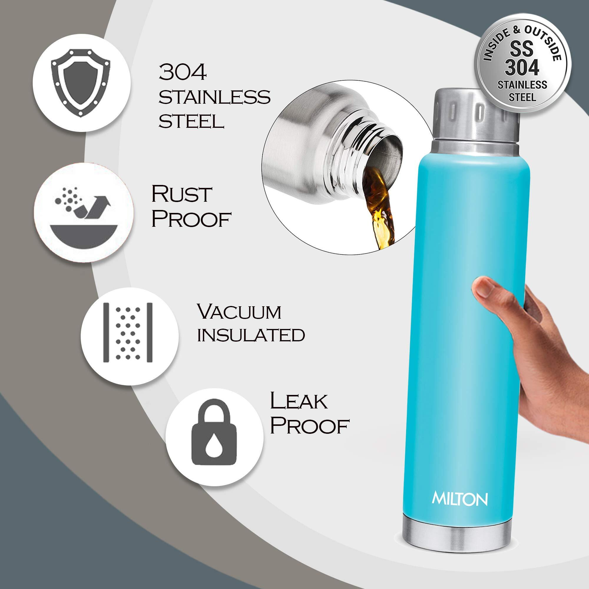 Milton Elfin 750 Thermosteel 24 Hours Hot and Cold Water Bottle, 750 ml, Light Blue