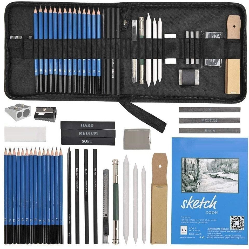 Wynhard Drawing Pencils Shading Pencils Set Drawing Kit Sketching Kit Sketch Pencils Set for Artists Charcoal Pencils for Artists Pencils for Artists Kit Graphite Pencil Set Artist Pencil Set 35 Pcs