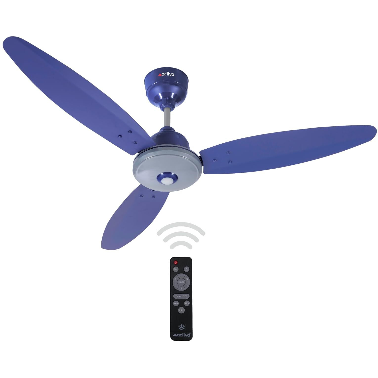 ACTIVA Gracia 1200 MM (28 Watt) BLDC Motor Fan With LED Light |Remote| 3 Blade Energy Saving Ceiling Fan With 5 Year Warranty (Silver Blue)