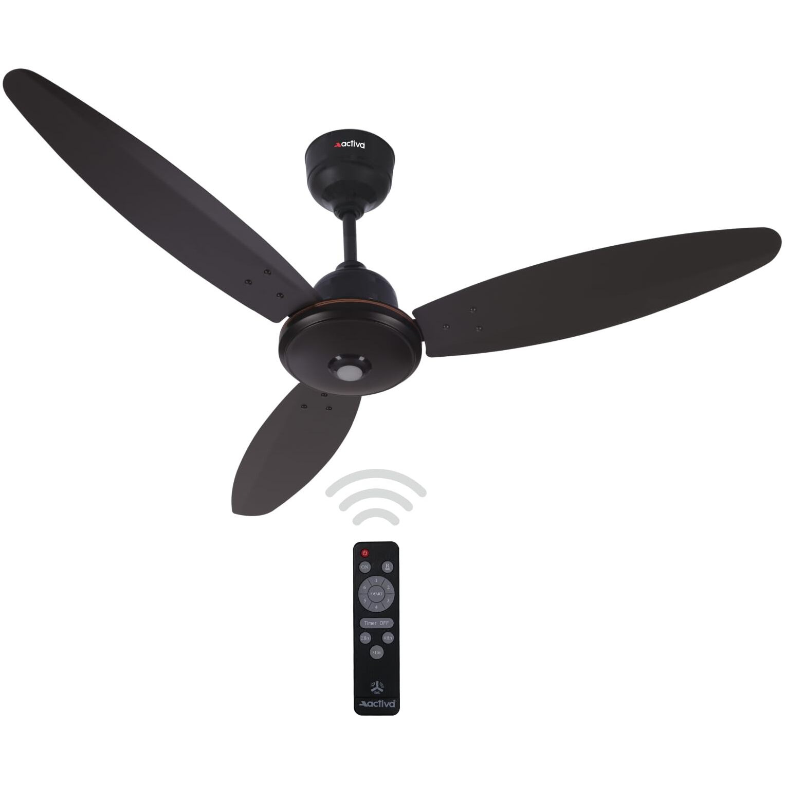 ACTIVA Gracia 1200 MM (28 Watts) BLDC Motor Fan With LED Light |Remote| 3 Blade Energy Saving Ceiling Fan With 5 Year Warranty (Smoke Brown)