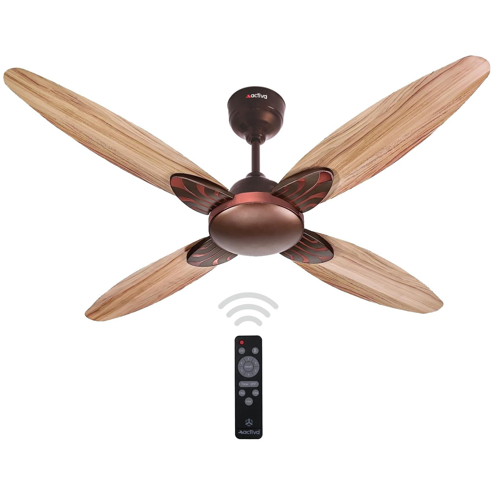 ACTIVA Premium Series Lotus 1200 MM Noiseless 380 RPM High Speed BLDC Motor (28 Watts) with Remote control Wood Ceiling Fan With Wooden Finish come with 5 Years Warranty (RoseWood)