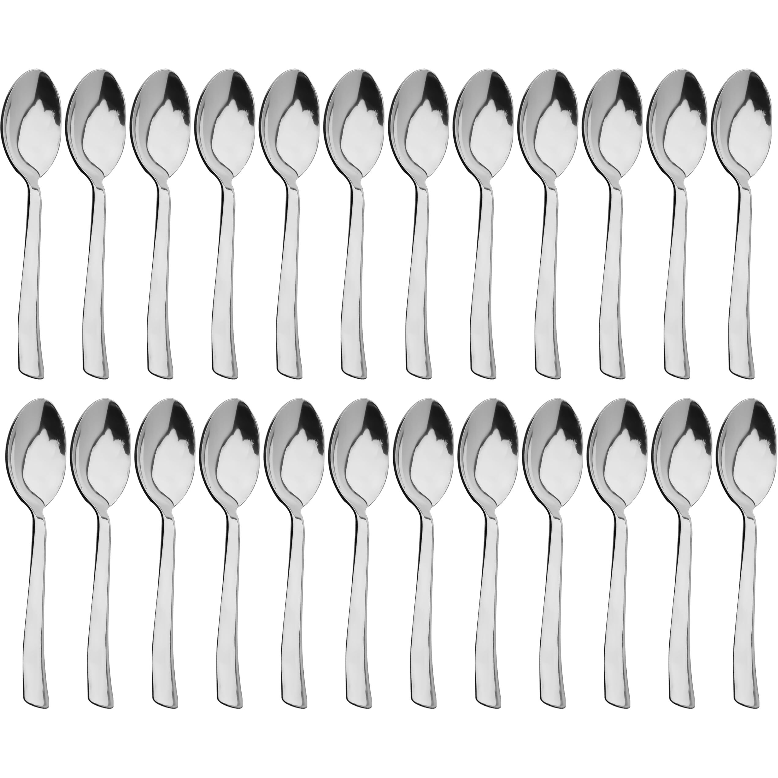 Parage 24 Pieces Stainless Steel Spoons Set, Dinner Spoon Length 16cm, Food Grade Silverware for Home & Kitchen- Mirror Polished, 24 Silver Spoons