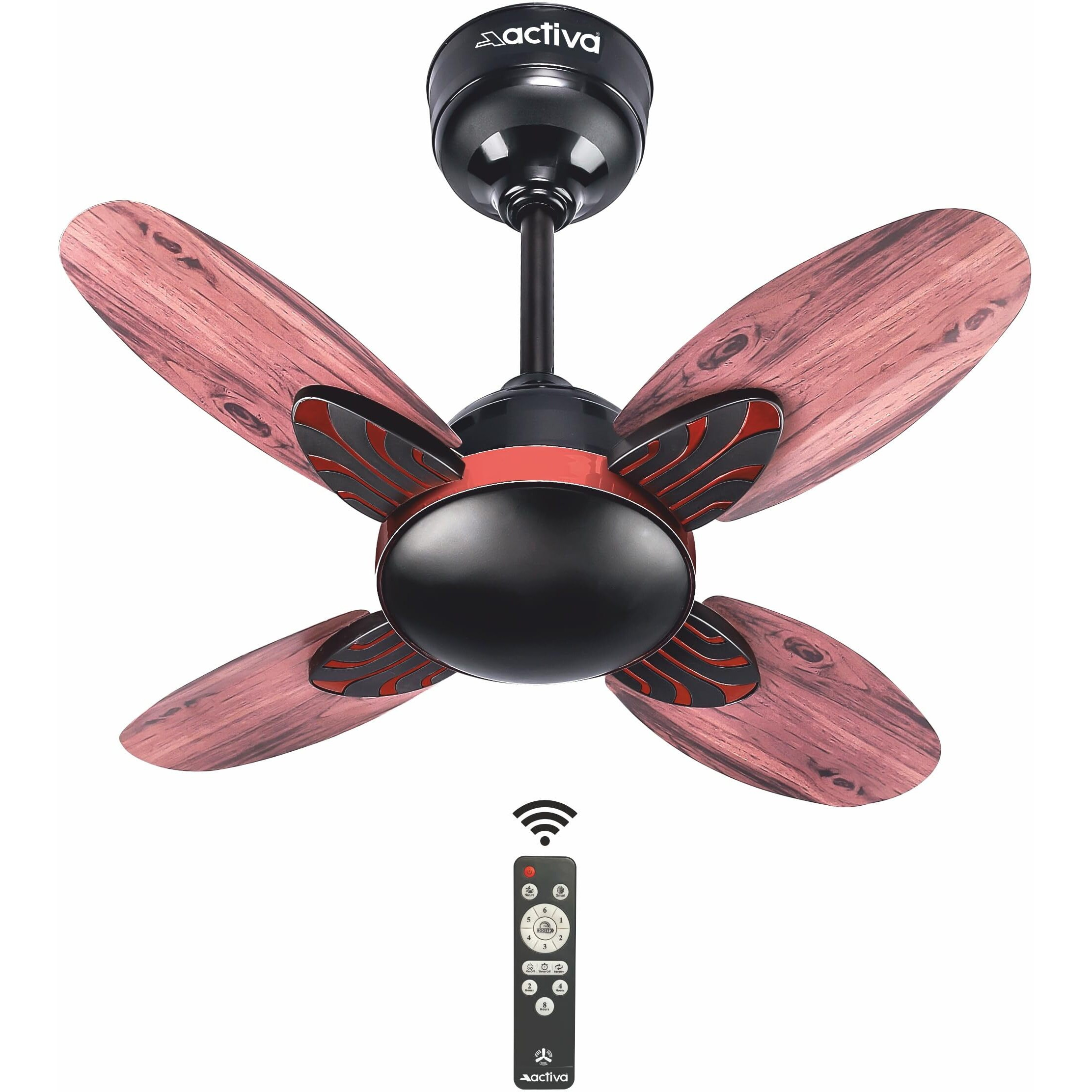 ACTIVA Premium Series Lotus 600 MM Noiseless 850 RPM High Speed BLDC Motor (28 Watts) with Remote control Wood Ceiling Fan With Wooden Finish come with 5 Years Warranty (SmokeWood)