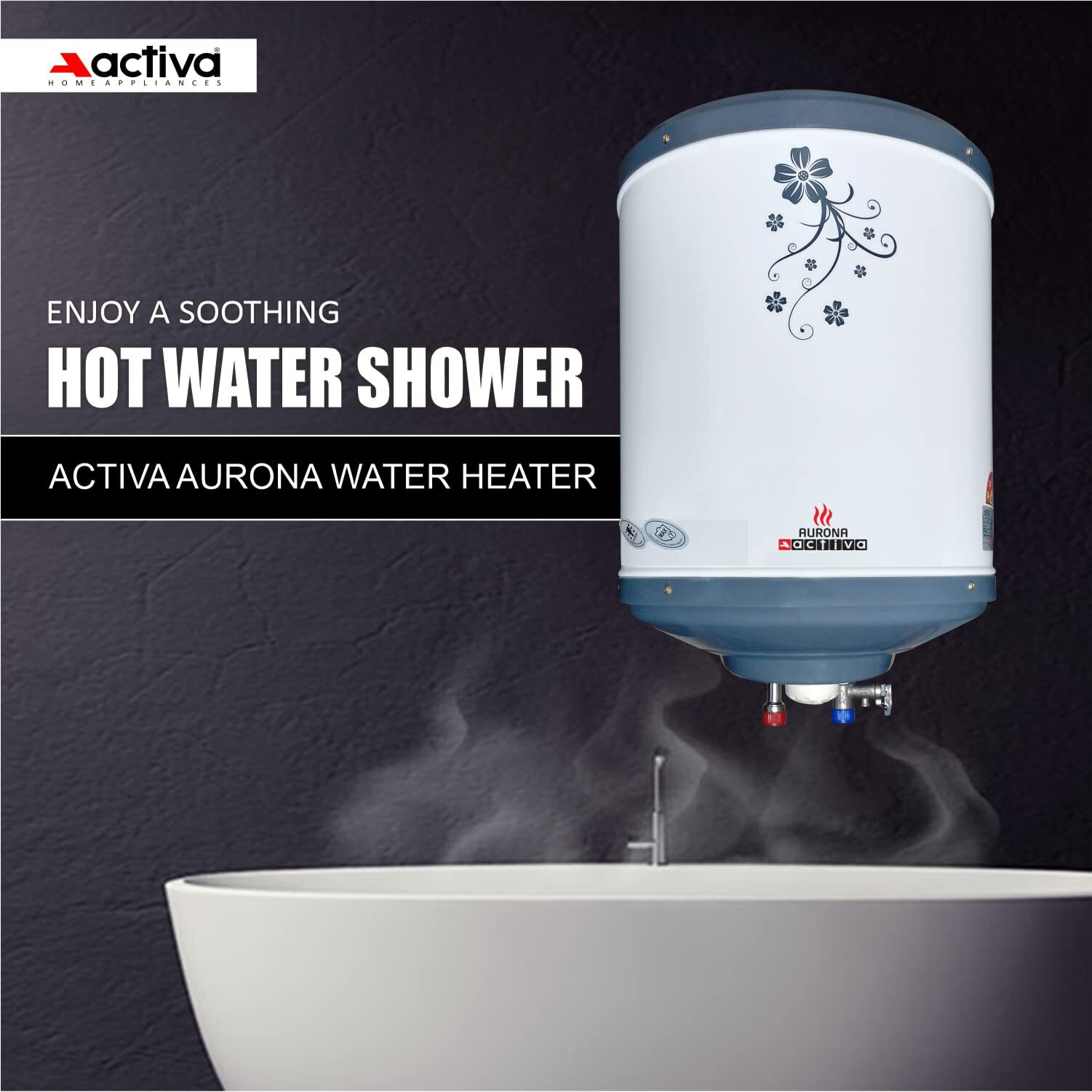 ACTIVA Storage (2Kva) 25 Ltr Special Anti Rust Coated Wall Mounted Geyser Aurona Suitable For High Rise Buildings Comes With 5 Years Warranty