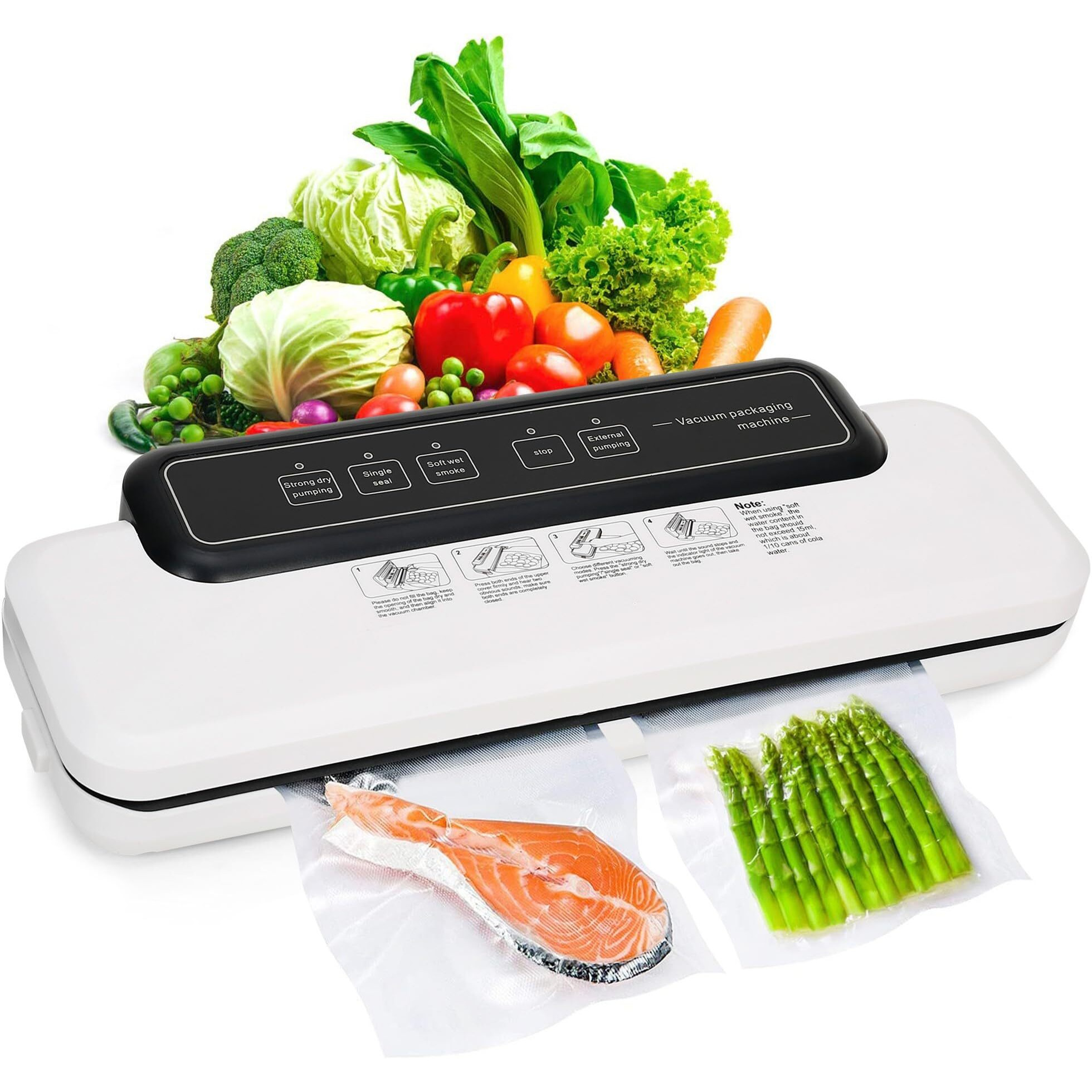 ENEM Vacuum Sealer Machine, Automatic Dry & Wet Air Sealing Machine, with 1 Year Warranty & Full Customer Support from Enem, Compact Design Vacuum Packing Machine, With 10 Vacuum Bags