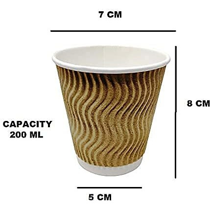 EOS- BUILDING TRUST Disposable Ripple Paper Cup for Hot Coffee/Drinks for Party (200 ml, 100 Pc)