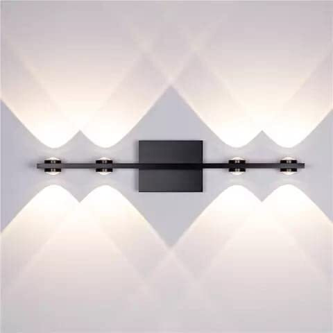 FILLISKA LED Luxurious Indoor UP/Down Wall Light Warm White, Shockproof & Rustproof Alluminium Body (4 Up & 4 Down Luxurious Black)