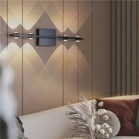 FILLISKA LED Luxurious Indoor UP/Down Wall Light Warm White, Shockproof & Rustproof Alluminium Body (4 Up & 4 Down Luxurious Black)