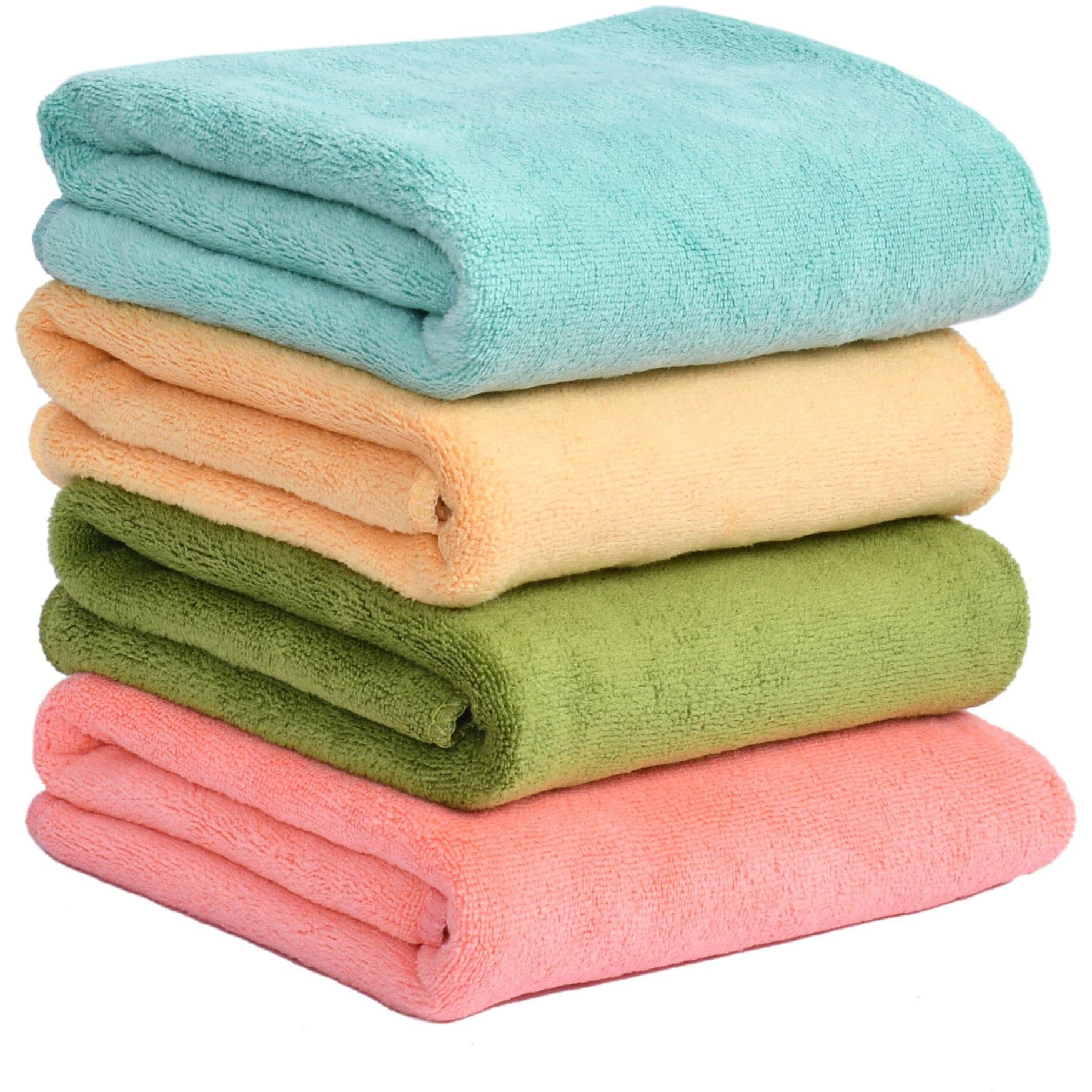 Yellow Weaves Super Soft Microfiber Hand Towels, Gym & Workout Towels 400 GSM, Set of 4, Multicolour