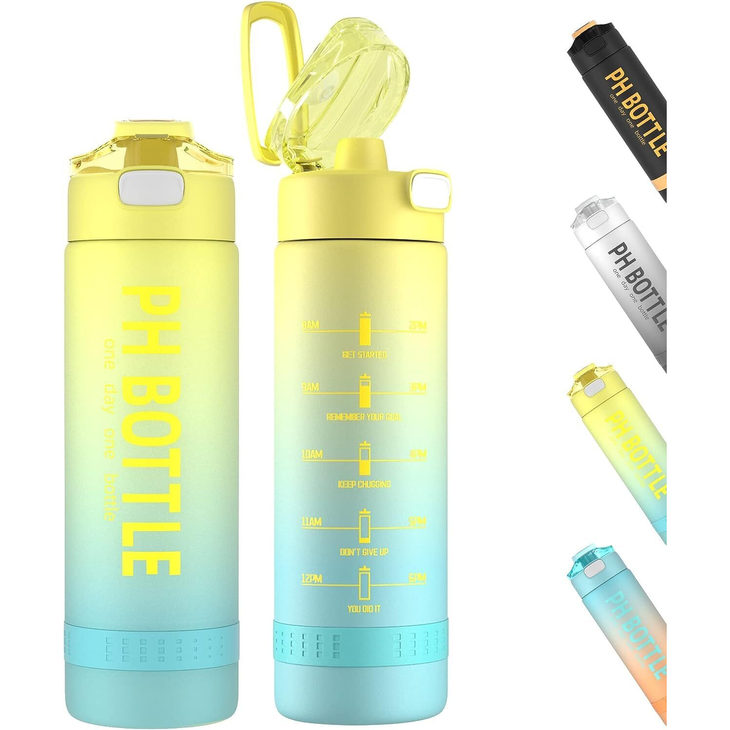 Us1984 Motivational Water Bottle 1 Litre Sipper Bottle For Adults With Time Measurement Bpa Free Non-Toxic Water Bottle For Office,Water Bottle For Gym (1L Yellow) - Plastic