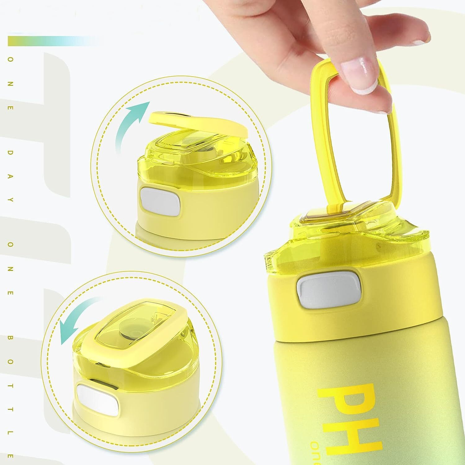 Us1984 Motivational Water Bottle 1 Litre Sipper Bottle For Adults With Time Measurement Bpa Free Non-Toxic Water Bottle For Office,Water Bottle For Gym (1L Yellow) - Plastic