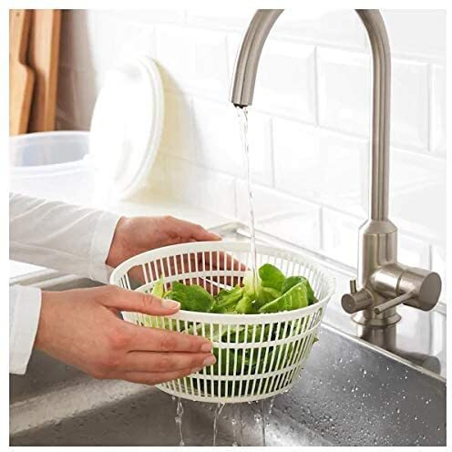 Ikea TOKIG Salad Spinner, White with TSS Cotton Balls