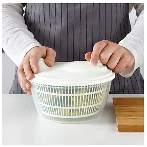 Ikea TOKIG Salad Spinner, White with TSS Cotton Balls