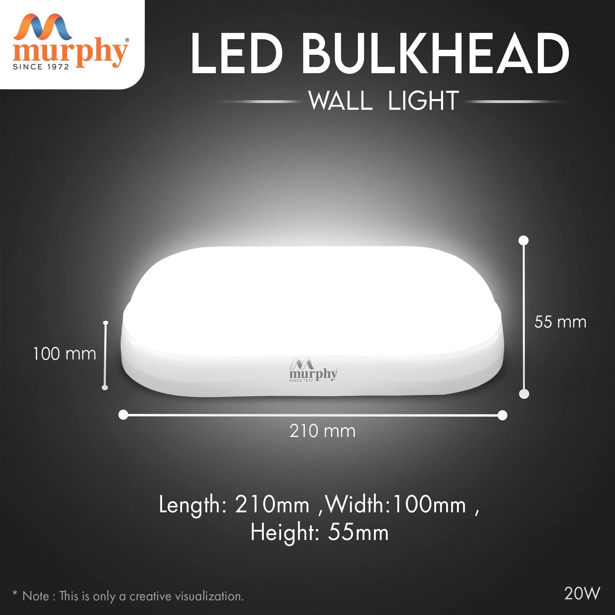 Murphy 20W Wall Lamp LED Oval Shape Outdoor Bulkhead Waterproof IP54 Waterproof Porch Light for Outdoor Garden Bathroom Light (Cool White, Pack of 8)