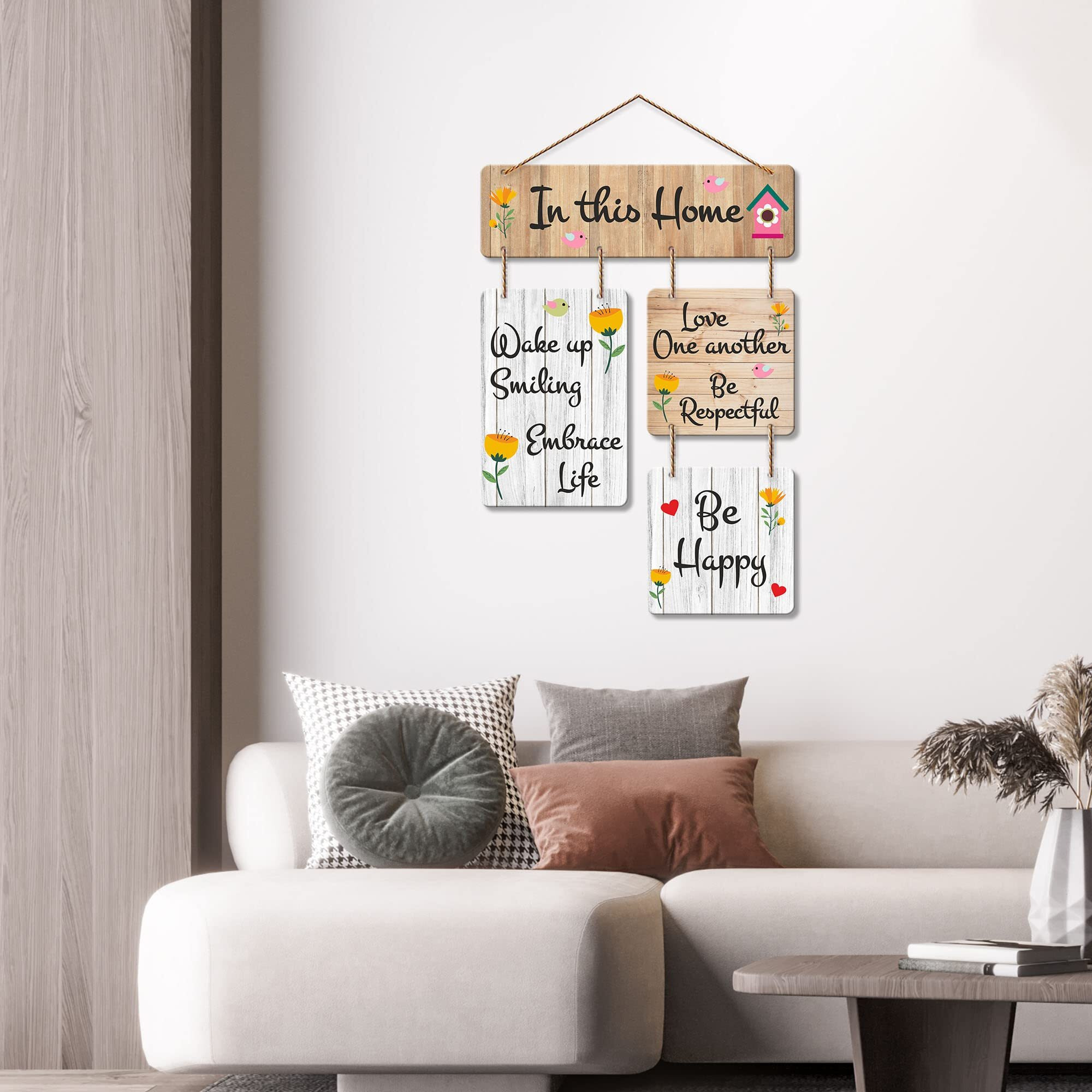 Art Vibes In This Home Decorative Wall Art Mdf Wooden Hanger For Living Room | Bedroom | Artworks Decor | Office | Gift | Quotes Decor Items | Wall Hanging For Decoration | Modern Art(Wh_6508N)