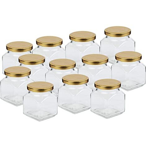 Pure Source India Crystal Clear Glass Jar Container Airtight  100 Gm, 24 Piece, Clear