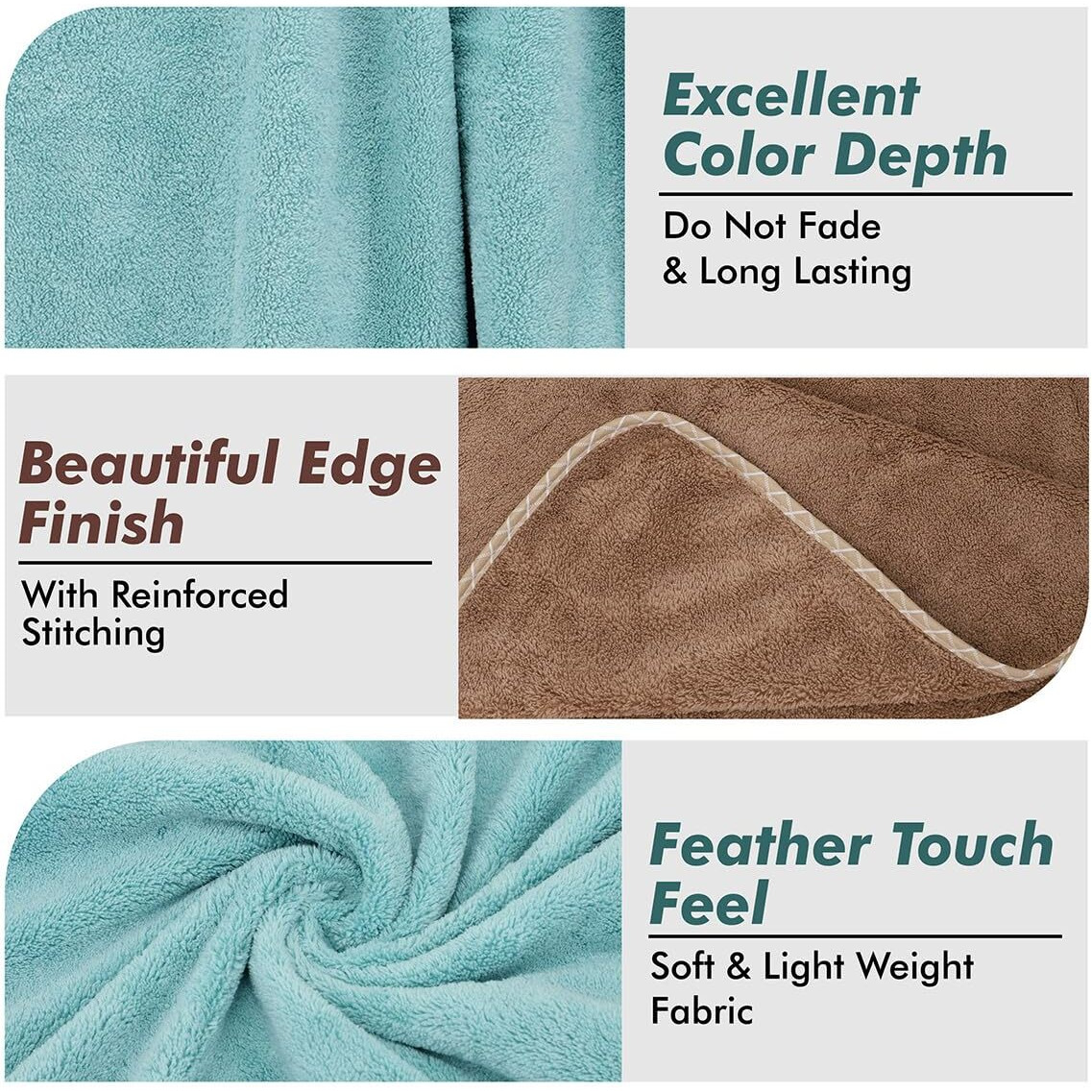 UrbanLeaf Microfiber Large Bath Towel | Quick Dry Super Absorbent - Bath Towel for Men and Women | Brown & Green | Towel for Bath, Travel, Gym, Beach, Pool, and Yoga (70 X 140 CMs)