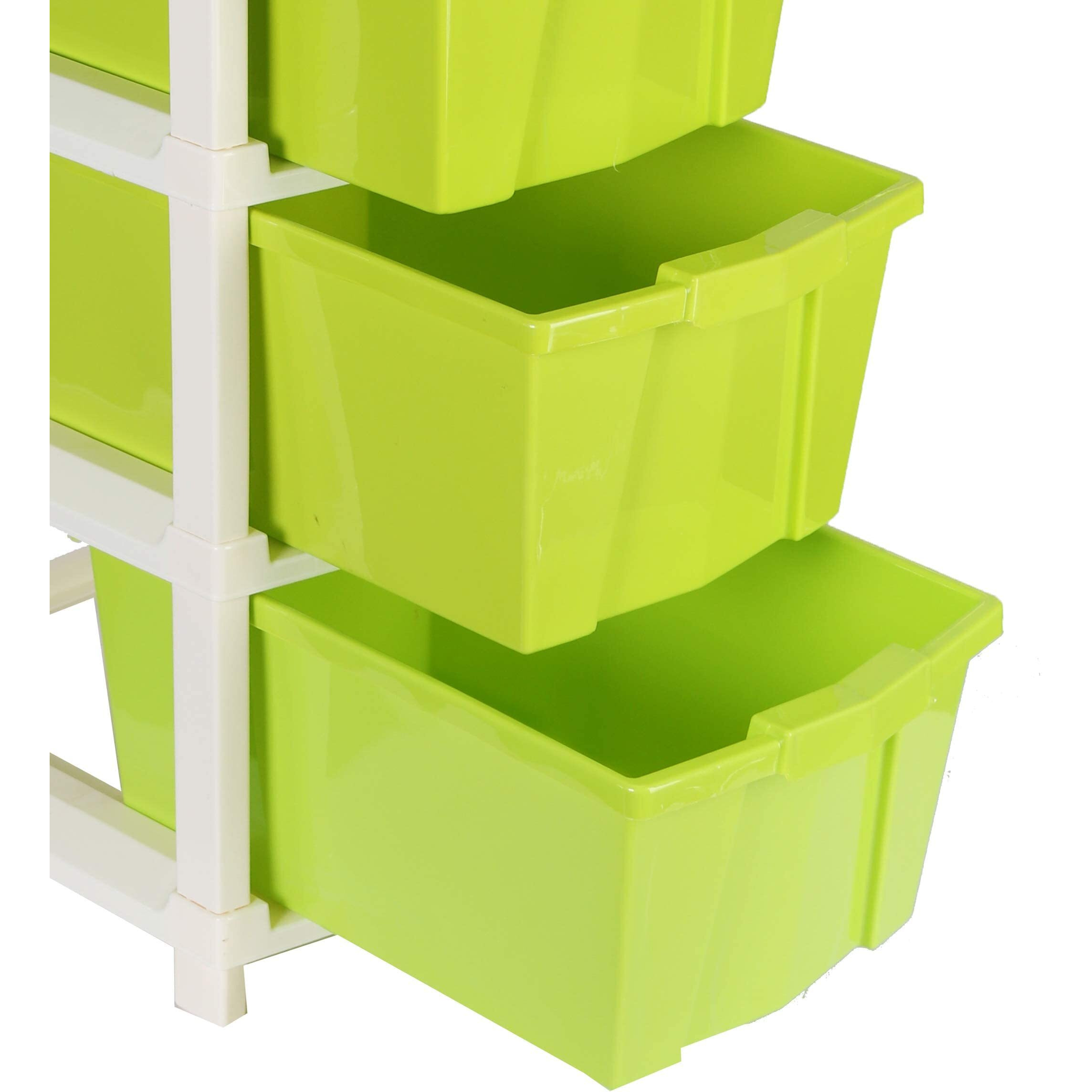 Joyful Studio 5 X-Large Plastic modular Drawer System for Home, Office, Hospital, Parlor, School, Doctors, Home and Kids, Colour Green, Product Dimension when assembeled (31cmx39cmx98 cm)