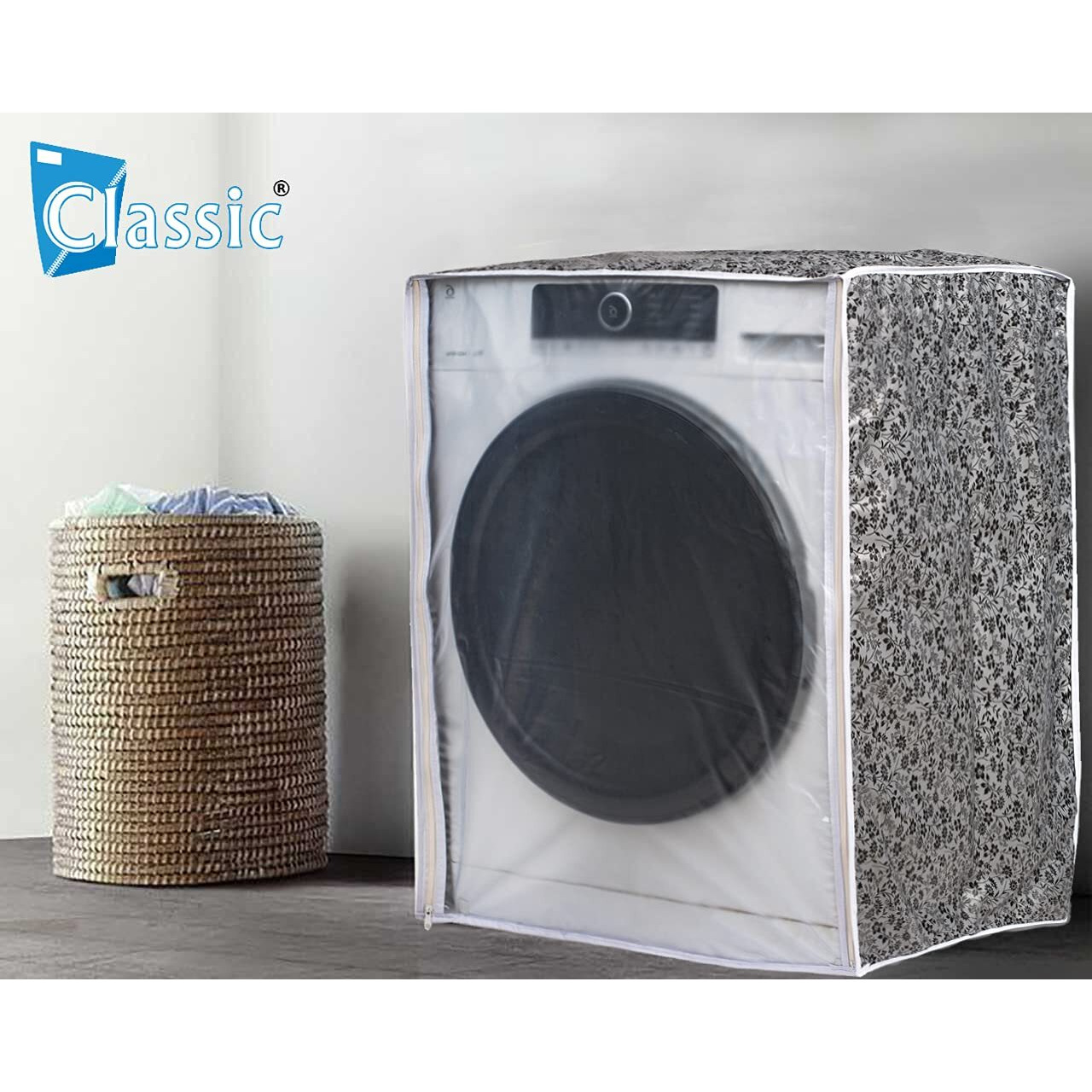 Classic Front Load Washing Machine Cover for LG 7 Kg & 7.5Kg (60Cmsx63Cmsx81Cms, Black,Grey)