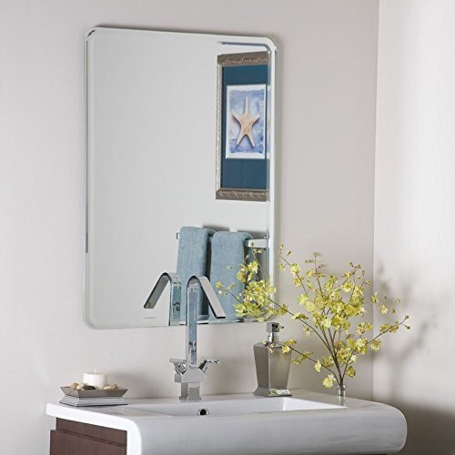 SDG Glass Frameless Rectangular Wall Mount Bathroom Mirror, Silver, Size  18 Inch X 24 Inch, Unframed