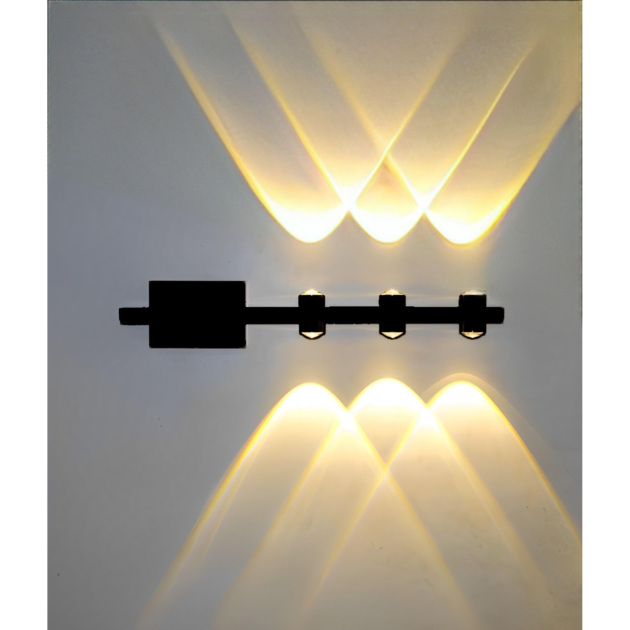 FILLISKA LED Luxurious Indoor UP/Down Wall Light Warm White, Shockproof & Rustproof Alluminium Body (3 Up & 3 Down Luxurious Black)