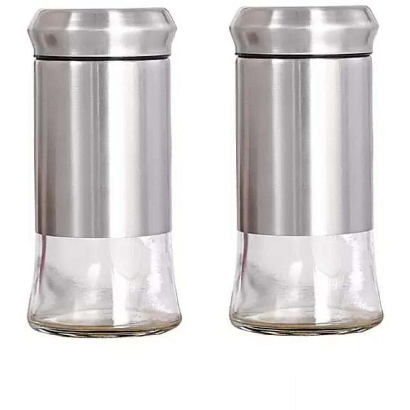 Agabani Salt Shaker for Professional Chef - Best Spice Mill Stainless Steel Salt and Pepper Shaker, Moisture-Proof Spice Dispenser, Holder Seasoning Condiment Set with Glass Bottom, (Pack of 2)