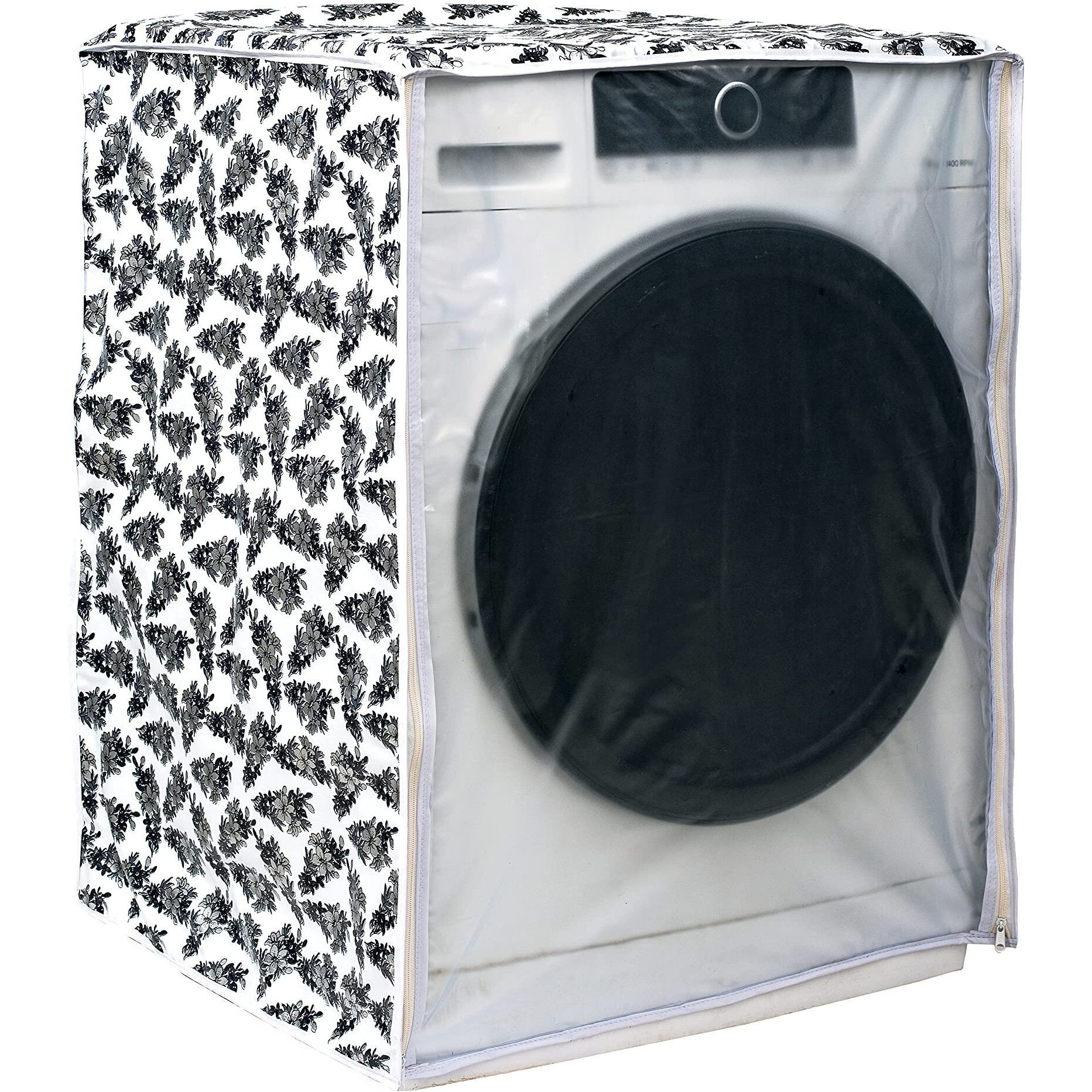 Classic Front Load Washing Machine Cover For Lg 8.5 Kg, 9 Kg, 9.5Kg, 10 Kg, 10.5 Kg, 11 Kg, 11.5 Kg, 12 Kg (72Cmsx63Cmsx81Cms, Black,White) - Polyvinyl Chloride