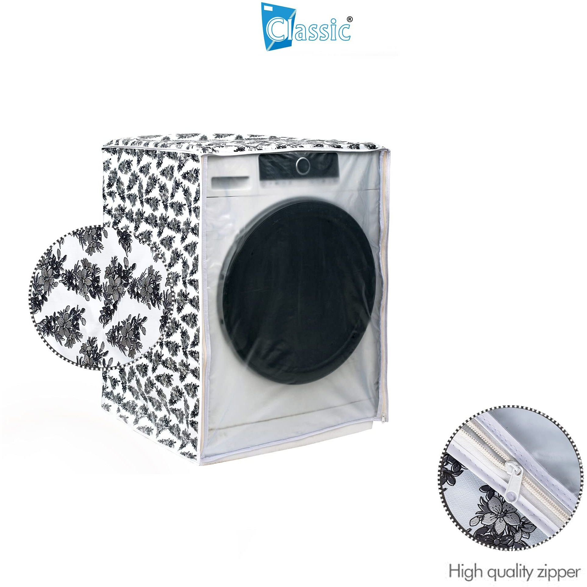 Classic Front Load Washing Machine Cover For Lg 8.5 Kg, 9 Kg, 9.5Kg, 10 Kg, 10.5 Kg, 11 Kg, 11.5 Kg, 12 Kg (72Cmsx63Cmsx81Cms, Black,White) - Polyvinyl Chloride