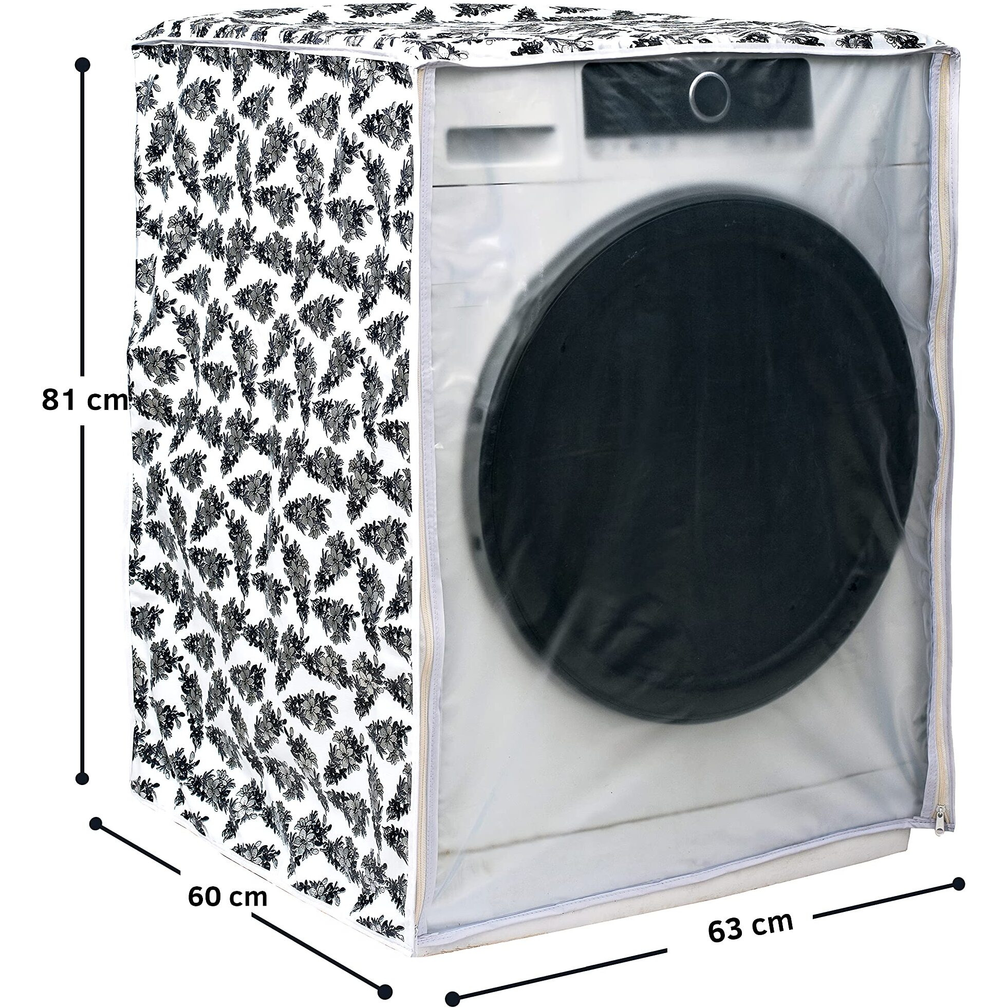 Classic Front Load Washing Machine Cover for LG 7 Kg & 7.5Kg (60Cmsx63Cmsx81Cms, Black,White)