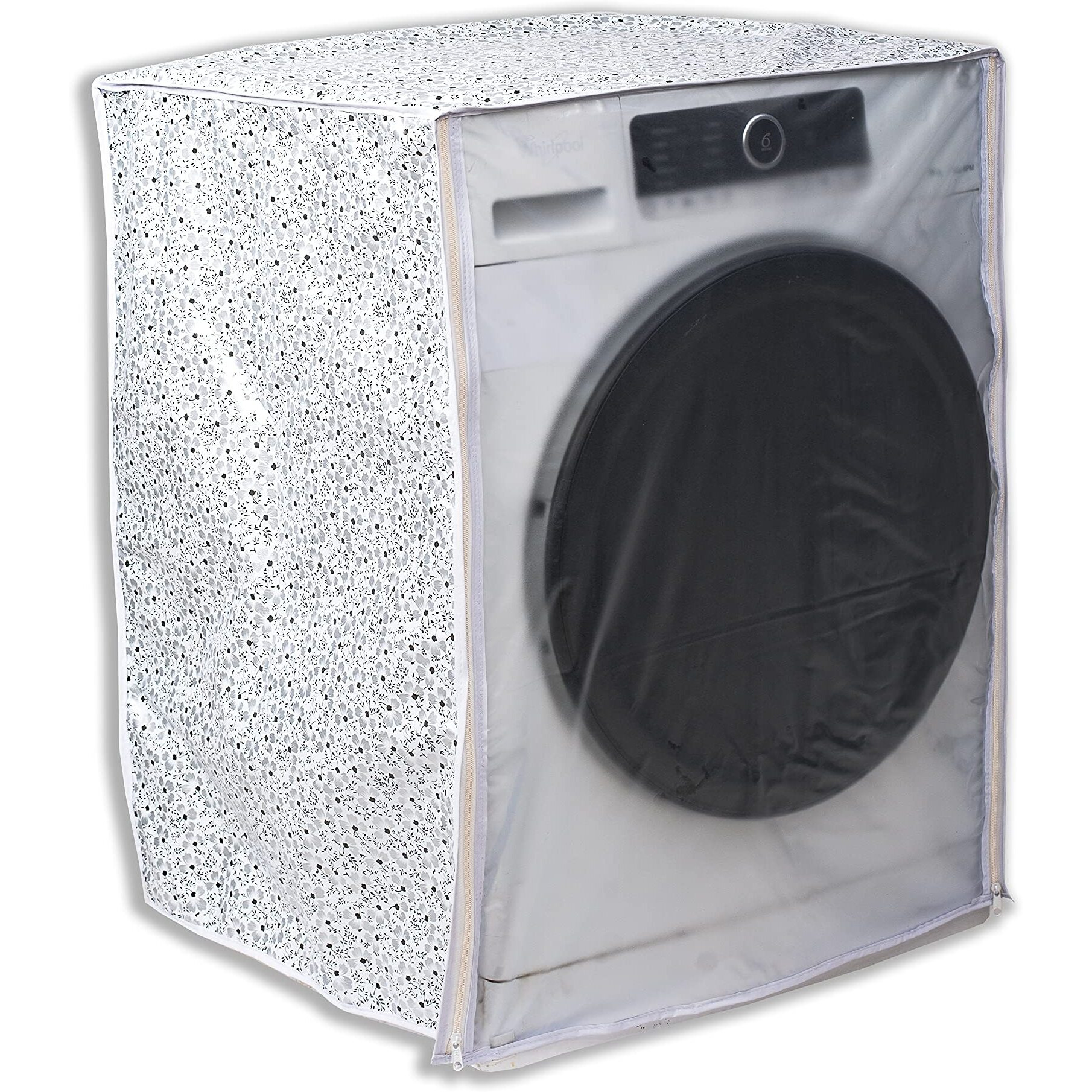 Classic Front Load Washing Machine Cover For Lg 7 Kg & 7.5Kg (60Cmsx63Cmsx81Cms,White,Grey) - Polyvinyl Chloride