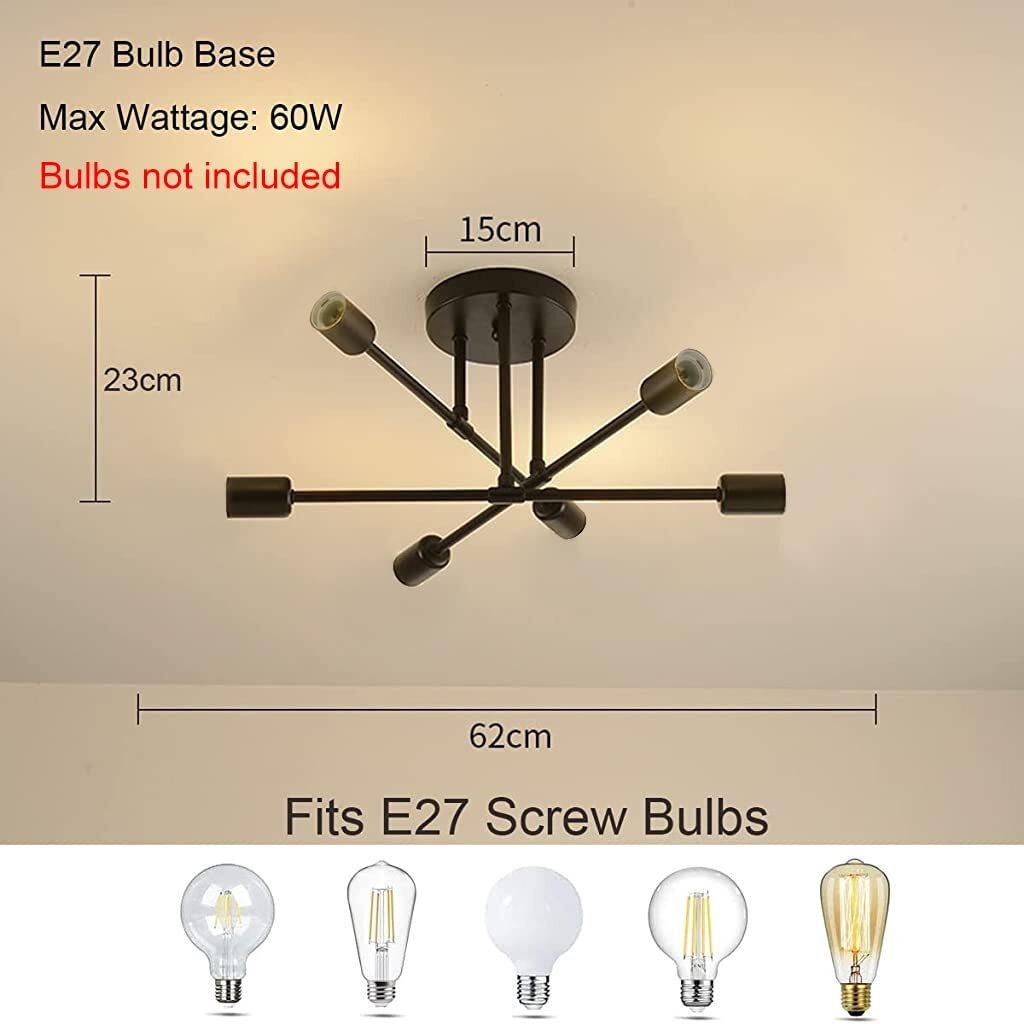 ELEPHANTBOAT 6-Light Hanging Lights for Living Room, Modern Metal Chandelier Light Fixture, Pendant Lights for Ceiling, Without E27 Bulb(Corded Electric)