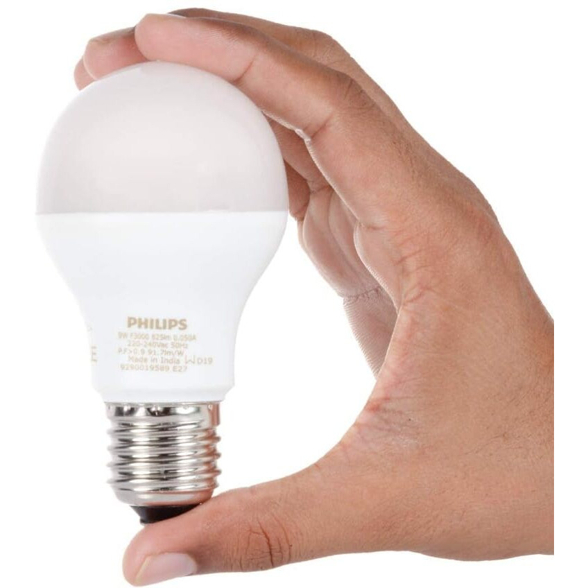 Philips Ace Saver Base E27 9-Watt LED Bulb (Pack of 3, Golden Yellow)