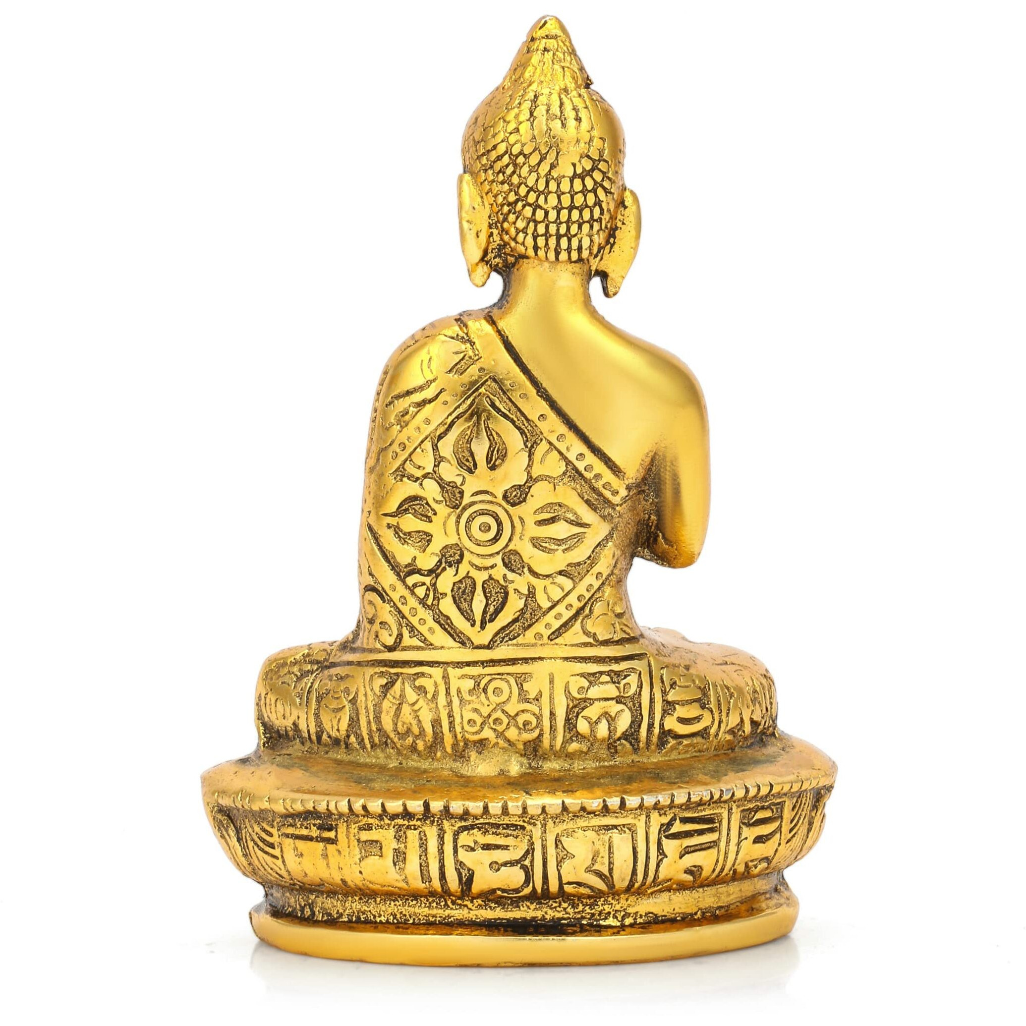 CraftVatika Lord Buddha Idol Statue showpiece for Spiritual & Festive Decor Gift | Metal Figure for Living Bed Room Table Top Diwali Decoration Items & Gifting, Gold