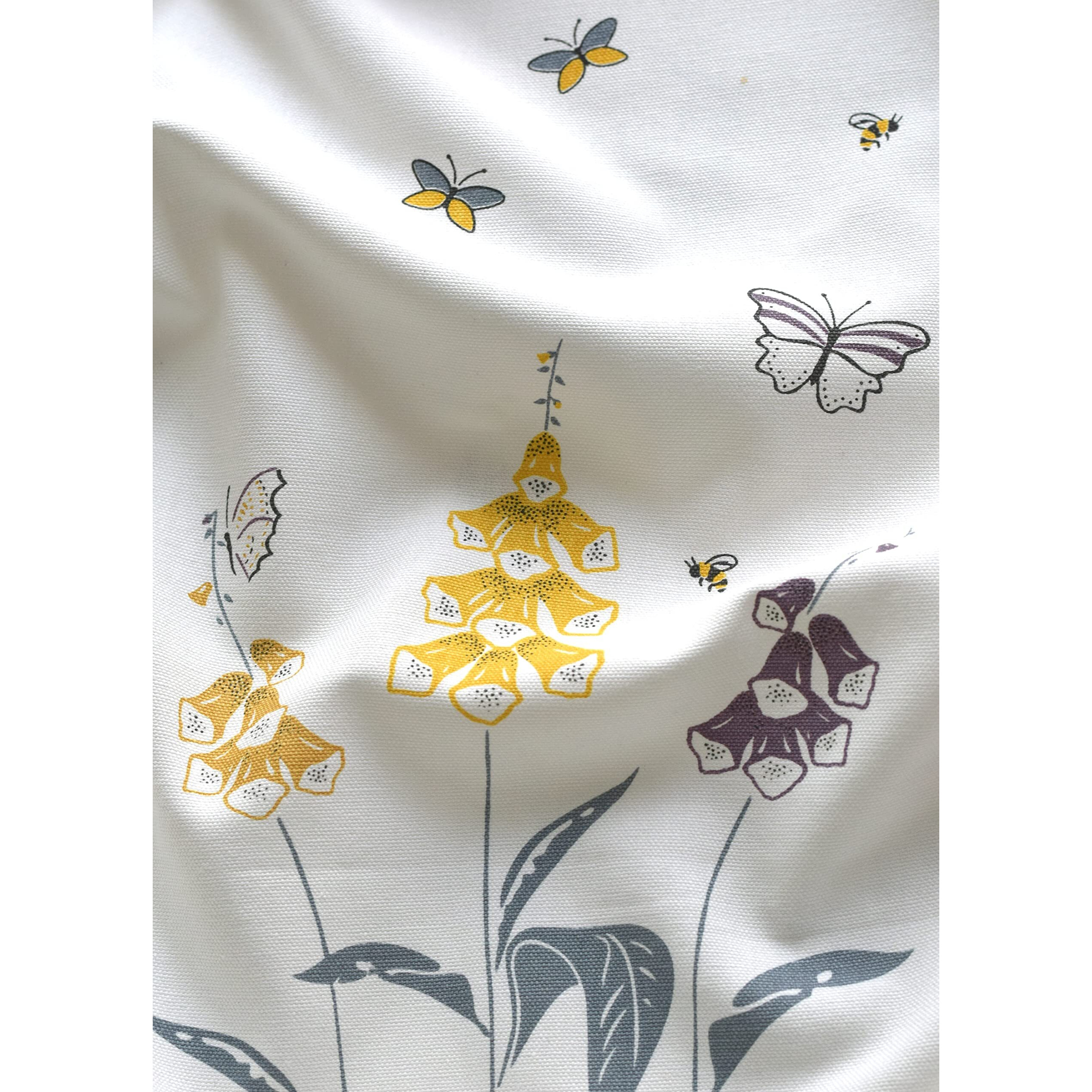 Tranquebar Curtain Co. 100% Cotton, Room Darkening Curtains with Butterfly & Floral Print for Door (with Back Tabs) - 8 Feet, Titli Yellow, Set of 2 (Length 244 cm)