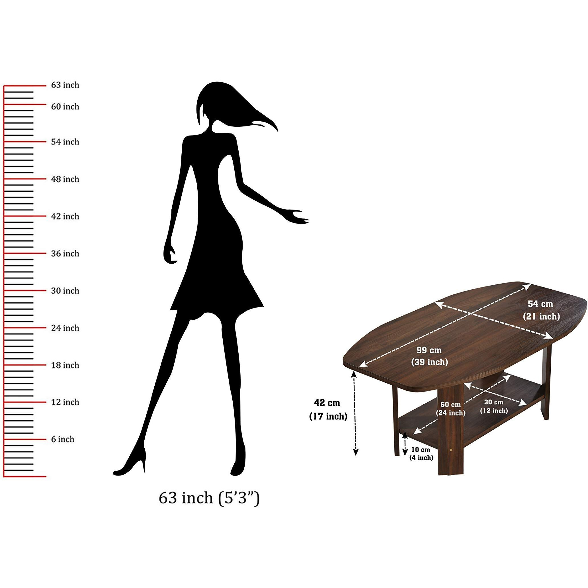 DeckUp Dusun Engineered Wood Coffee Table (Walnut, Matte Finish)