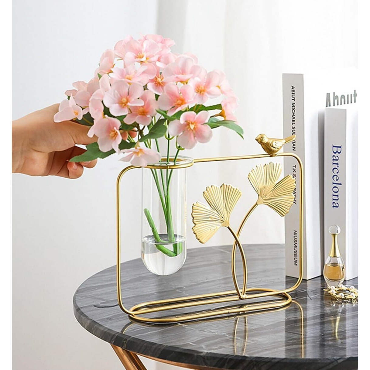 CraftVatika Decorative Items for Home, Gift Items for Home Decor,Propagation Station Test Tube Flower Vase with Metal Frame Test Tube Glass Item Bedroom Office Living Room Decoration (Set of 1)