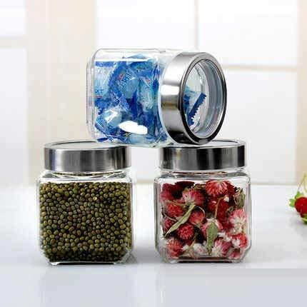 Vency Piramal Glass Round 500ml Transparent Glass Jars & Containers for Kitchen Pantry, Snacks, Masala, Pickles, Dry Fruits, Coffee Beans Storage with Primium Steel See-through Lid (500ml, Set Of 4)