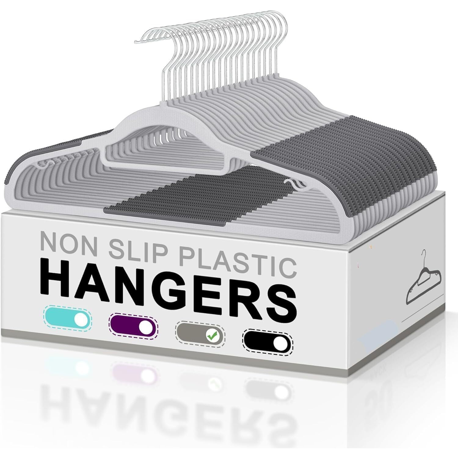 HOLLIO Plastic Hangers Heavy Duty Clothes Hangers with Non-Slip Pads Space Saving 0.2 Thickness Super Lightweight Organizer Clothes Hanger for Wardrobe,Multi Purpose Use for Clothing Hanging (24)