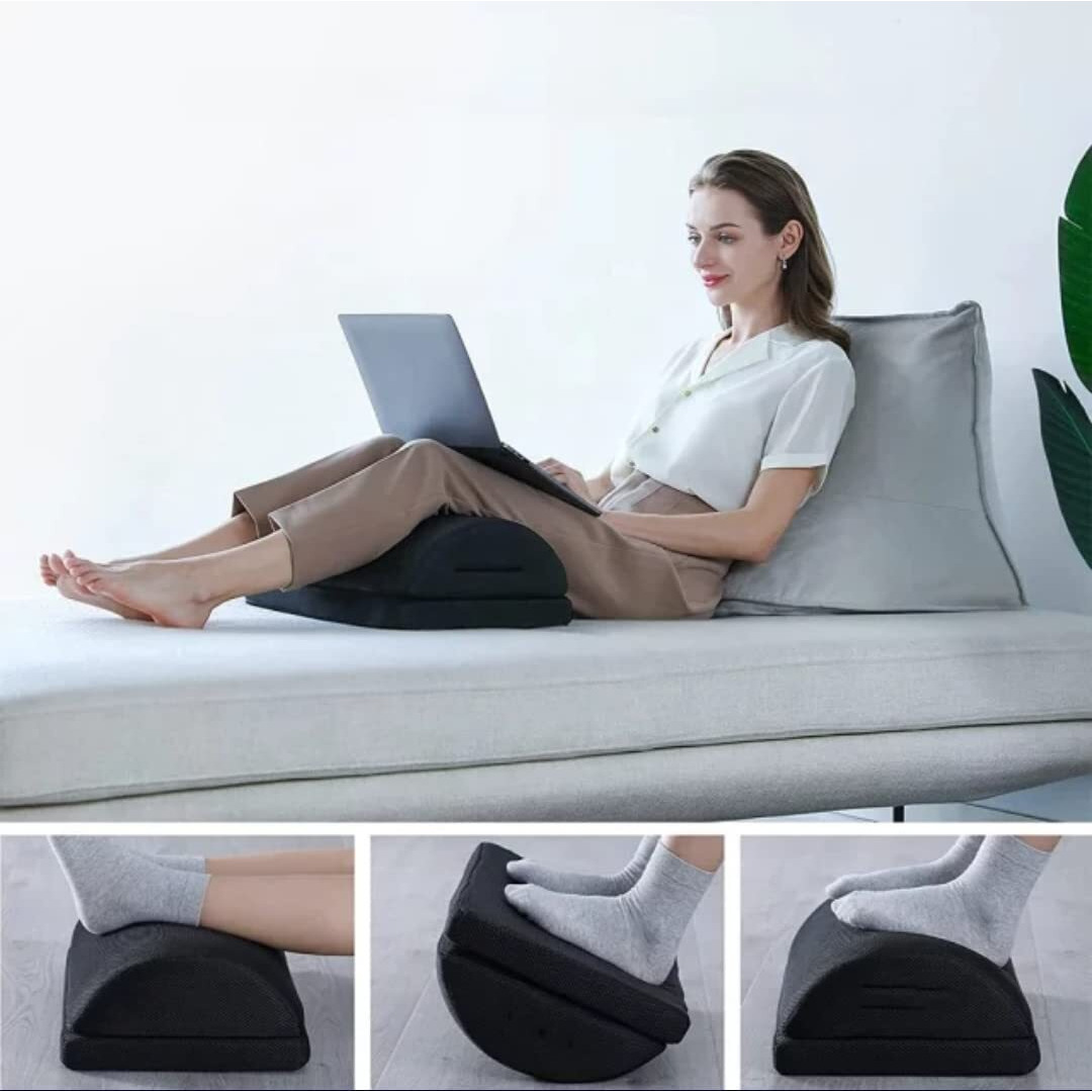 Plexda Adjustable Foot Rest Under Desk with Added Height | Ergonomic Footrest Pillow for Office Chair | Leg Resting Cushion Stool Under Table and Sofa with Washable Mesh Cover (Adjustable Foot Rest)