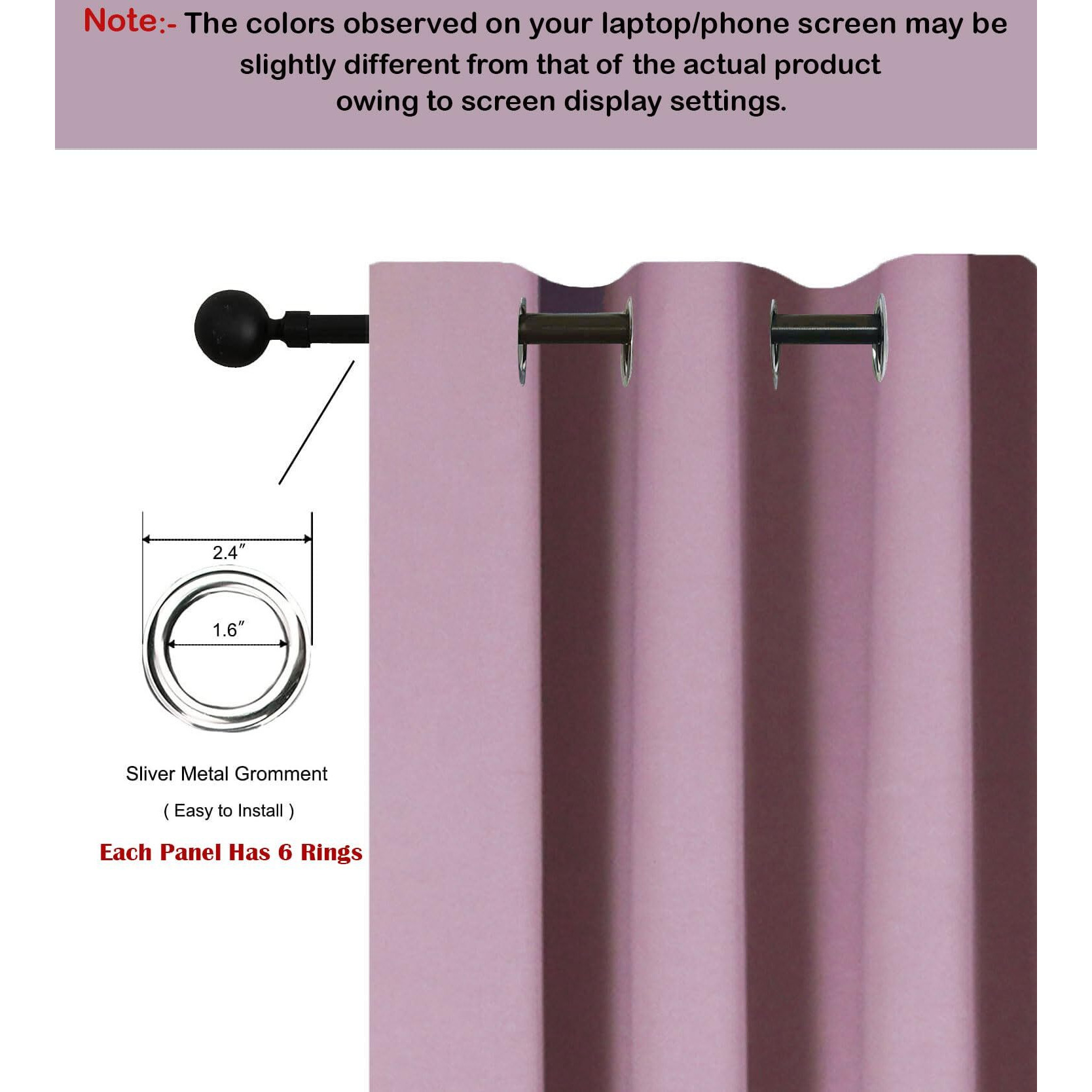 HOMEMONDE Thermal Insulated 75% Room Darkening Blackout Curtains 9 Feet - Long Door Heavy Panels, Solid Curtain Set of 2, Lavender - 108 Inches