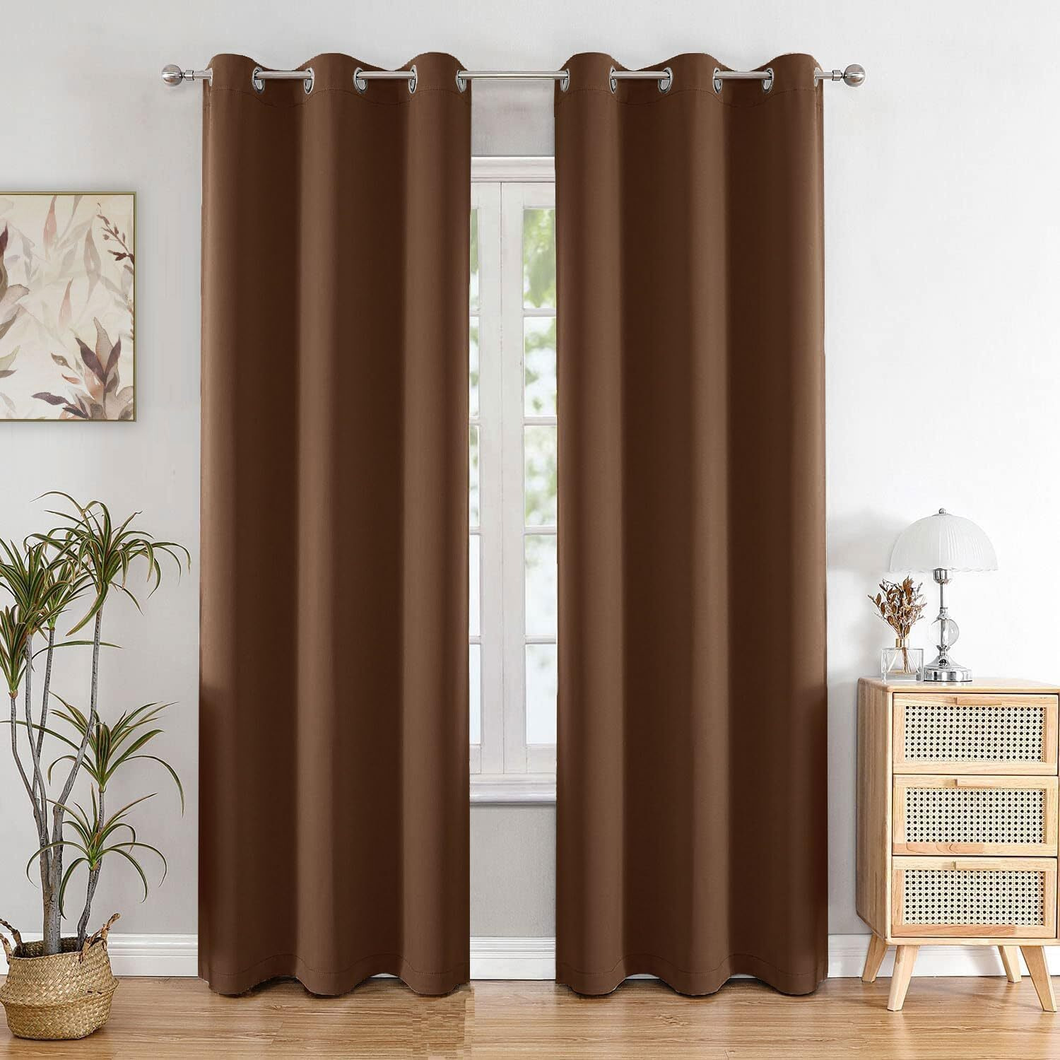 HOMEMONDE Blackout Curtains 97% Room Darkening - 9 Feet Long Door Curtain Drapes Thermal Insulated Thick Panels, Set of 2 Dark Brown - 108 Inches