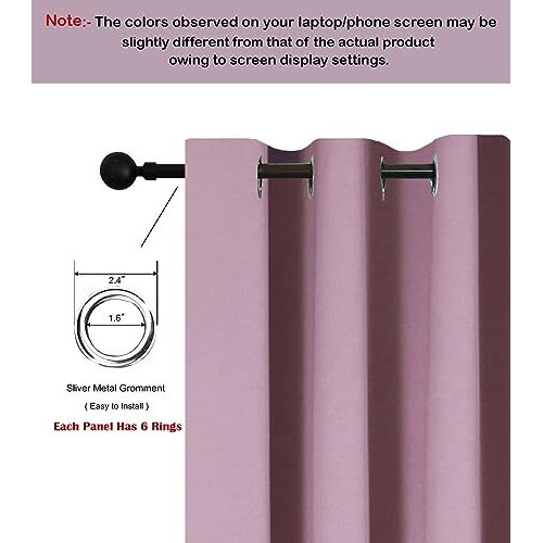 HOMEMONDE Thermal Insulated 75% Room Darkening 8 Feet Long- Blackout Opaque Curtains Door Heavy Panels, Solid Curtain Set Of 2, Dark Lavender- 96 Inches