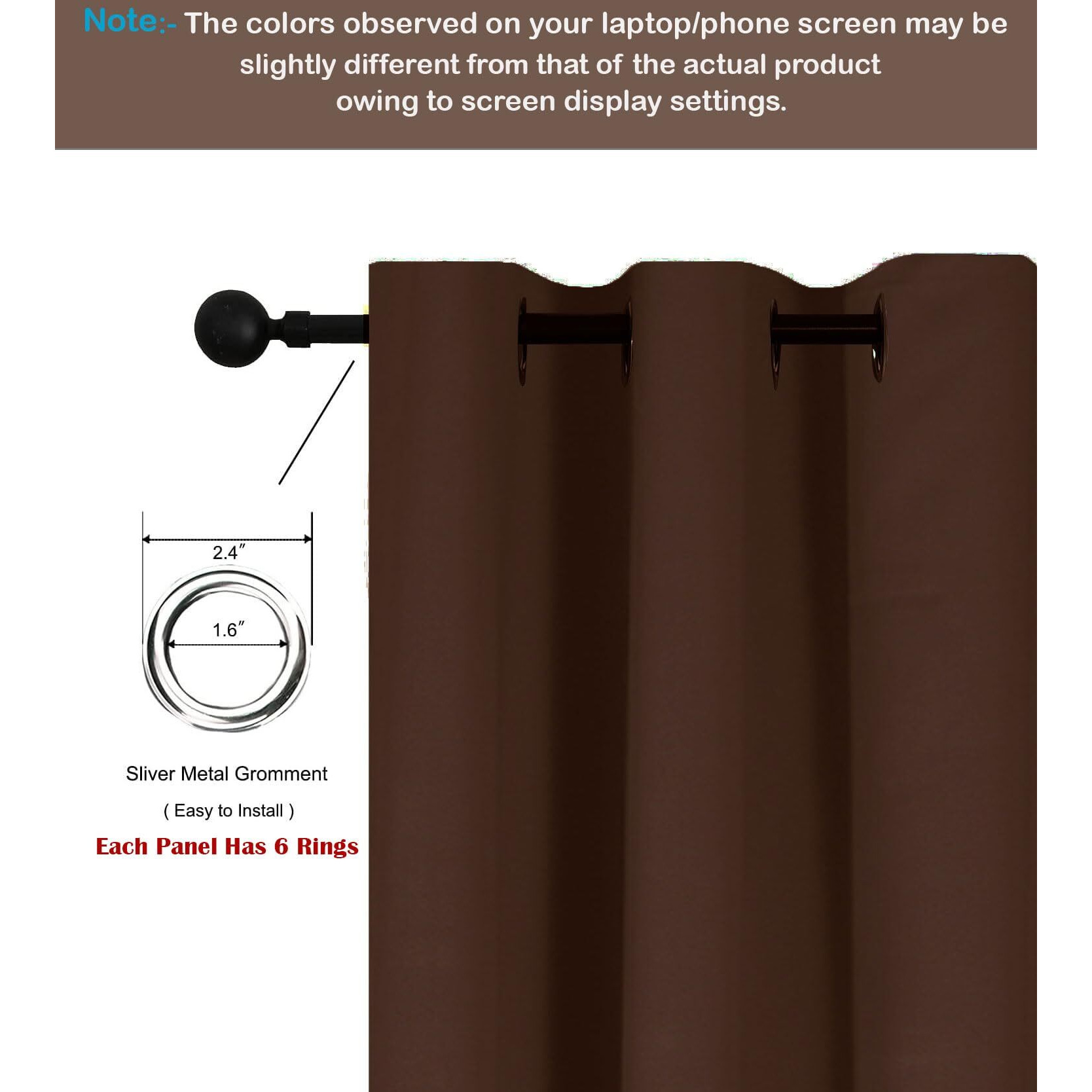 HOMEMONDE Blackout Curtains 97% Room Darkening - 8 Feet Long Door Curtain Drapes Thermal Insulated Thick Panels, Set of 2 Dark Brown - 96 Inches