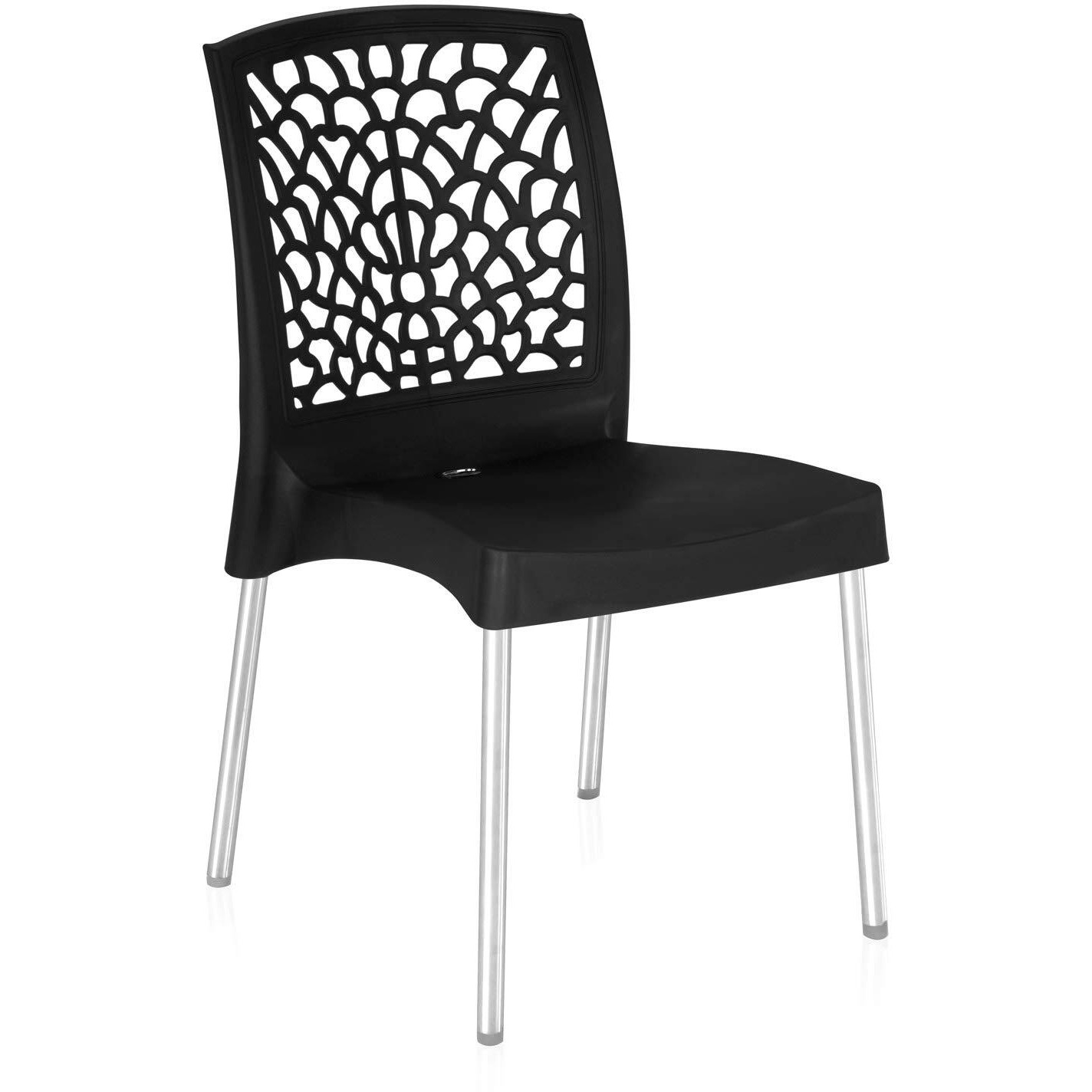 Nilkamal Mid Back Chair NS19SS | Chair for Living Room, Bed Room, Kitchen, Office Room, Outdoor| 100% PolyPropylene Stackable Chair | (Iron Black)