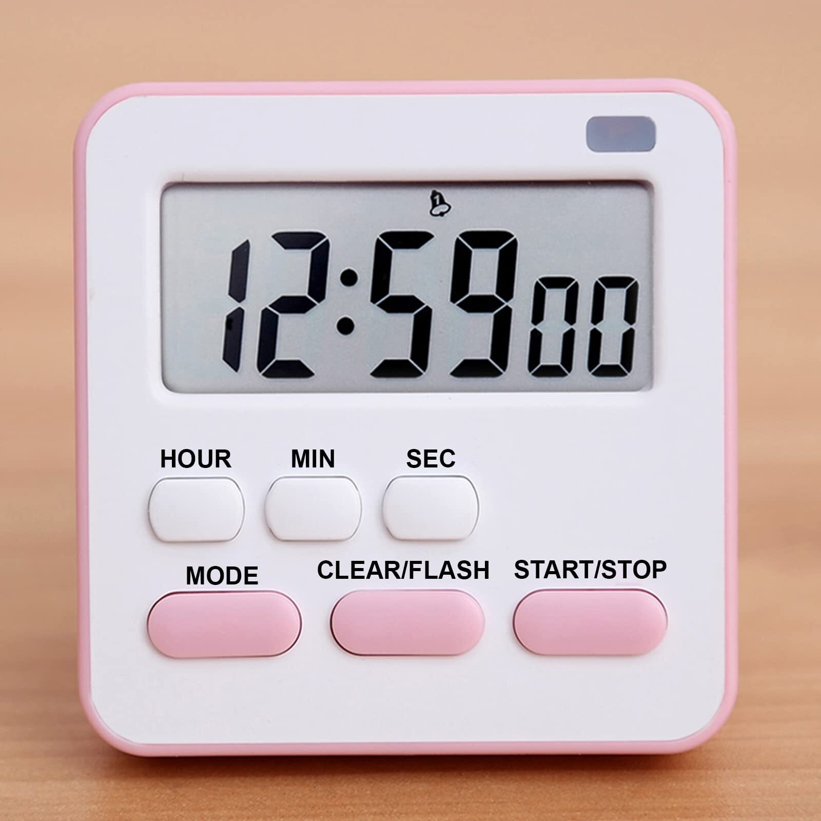 DANSR Digital Kitchen Timer & Stopwatch, Large Digits, Loud Alarm, Kitchen Timer, Magnetic Countdown Digital Timer for Teacher Kids and Elderly, for Classroom Home Work Fitness, Cooking (Pink D)